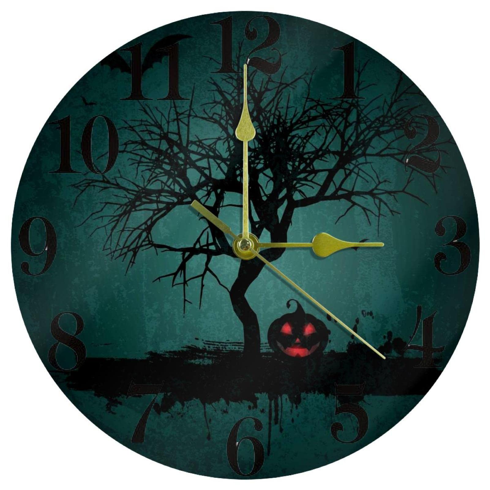 Horloge de maison et cuisine ronde motif arbre d'Halloween mystique