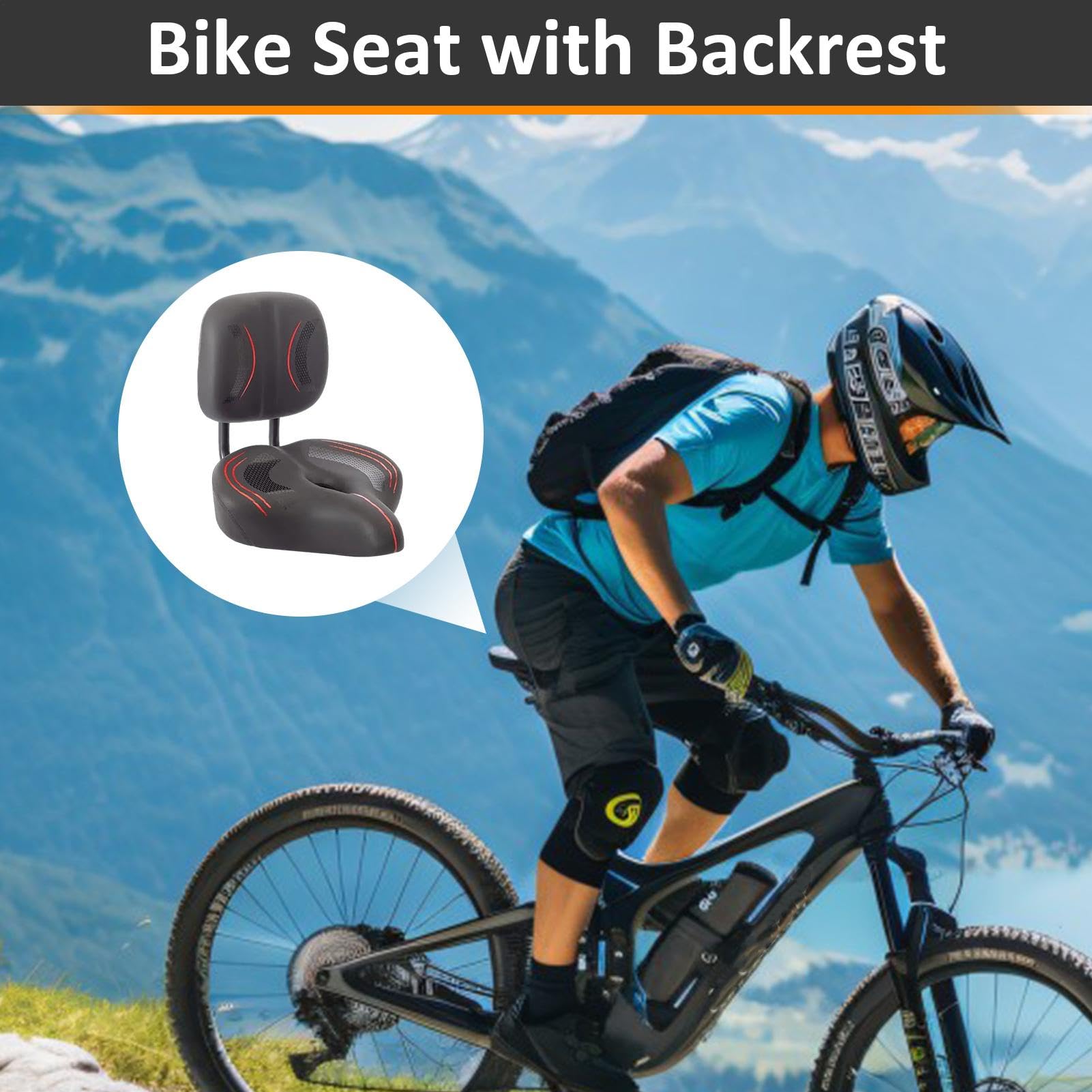 Sedile per bicicletta Sella Schienale | Sedile Passeggero,con sedile Passeggero in Schiuma Memory Shock per bici da strada, bici elettrica, esercizio
