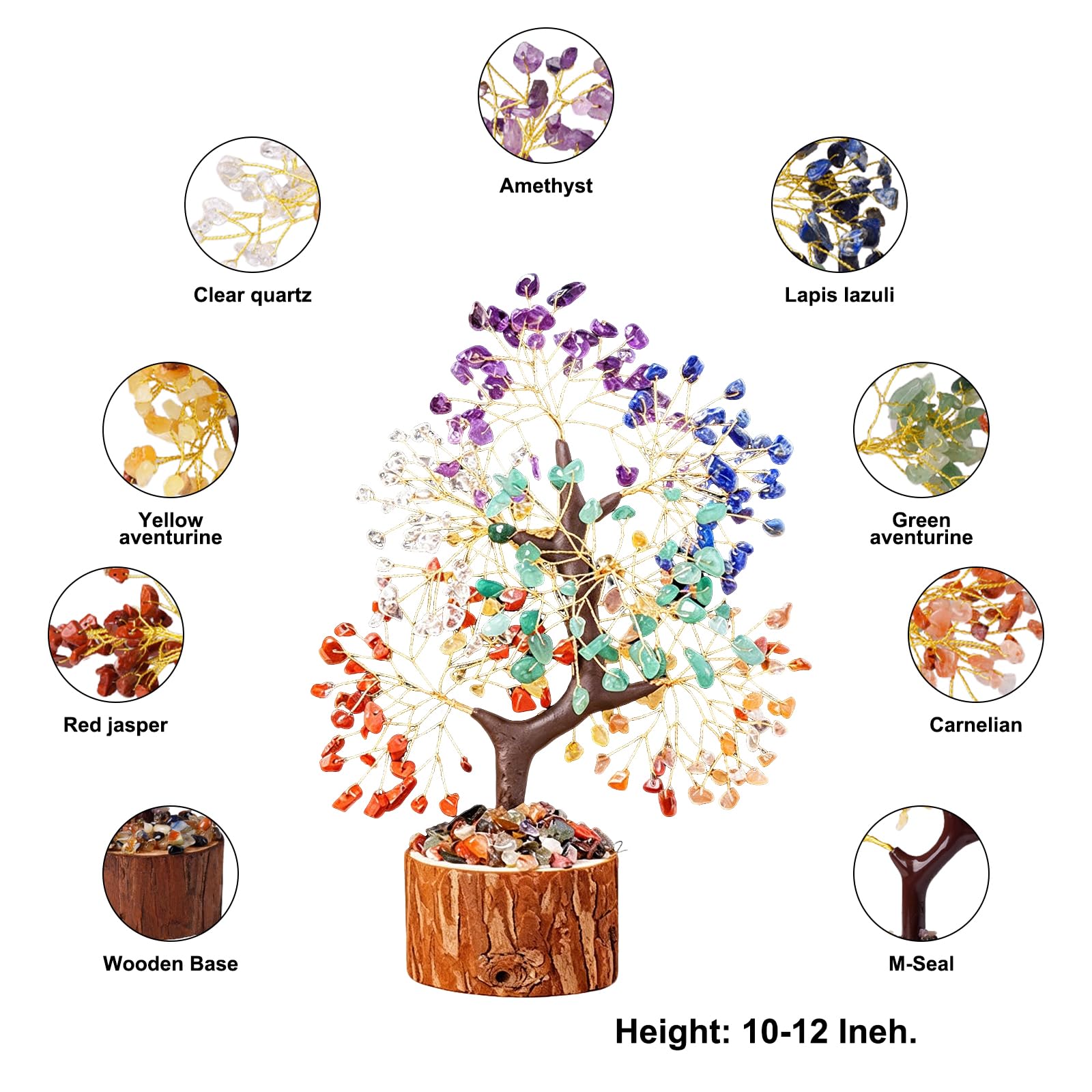 Árbol de Cristal de los 7 Chakras, Arbol de La Vida, Decoracion Hogar, Cristales Curativos, Adornos de Bonsái para Decoración, Adornos de Cristal, Regalo de Inauguración de Casa