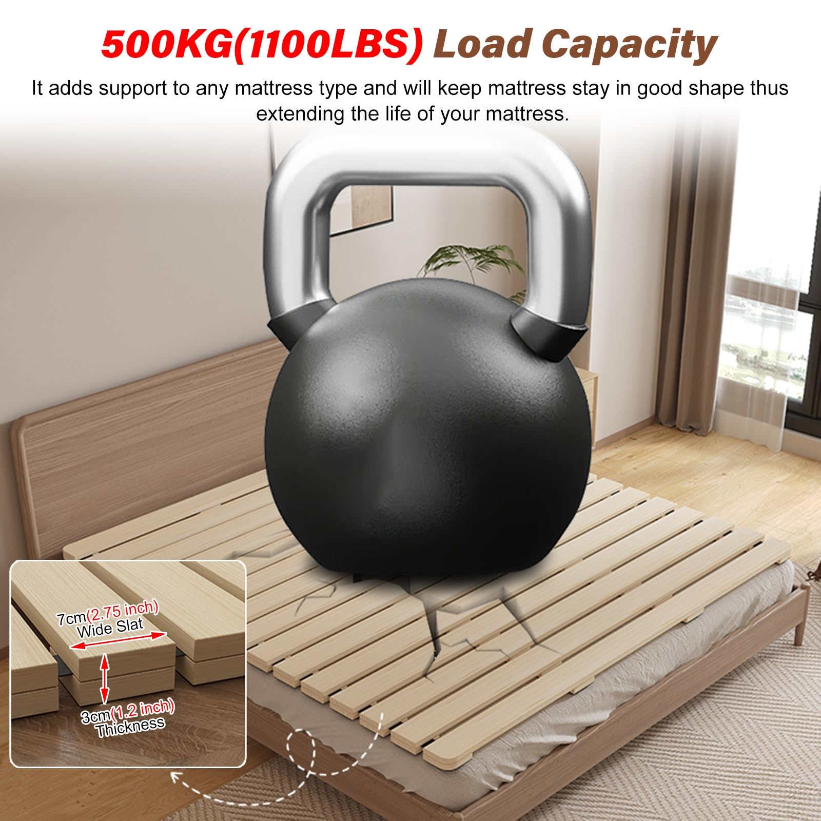 Doghe Pieghevoli in Legno per Letto, doghe di Ricambio per Letto ad Alta Resistenza - Tavola Pieghevole per Letto Singolo/Matrimoniale/Queen Size/Full Size - Doghe in Legno Resistenti per ca