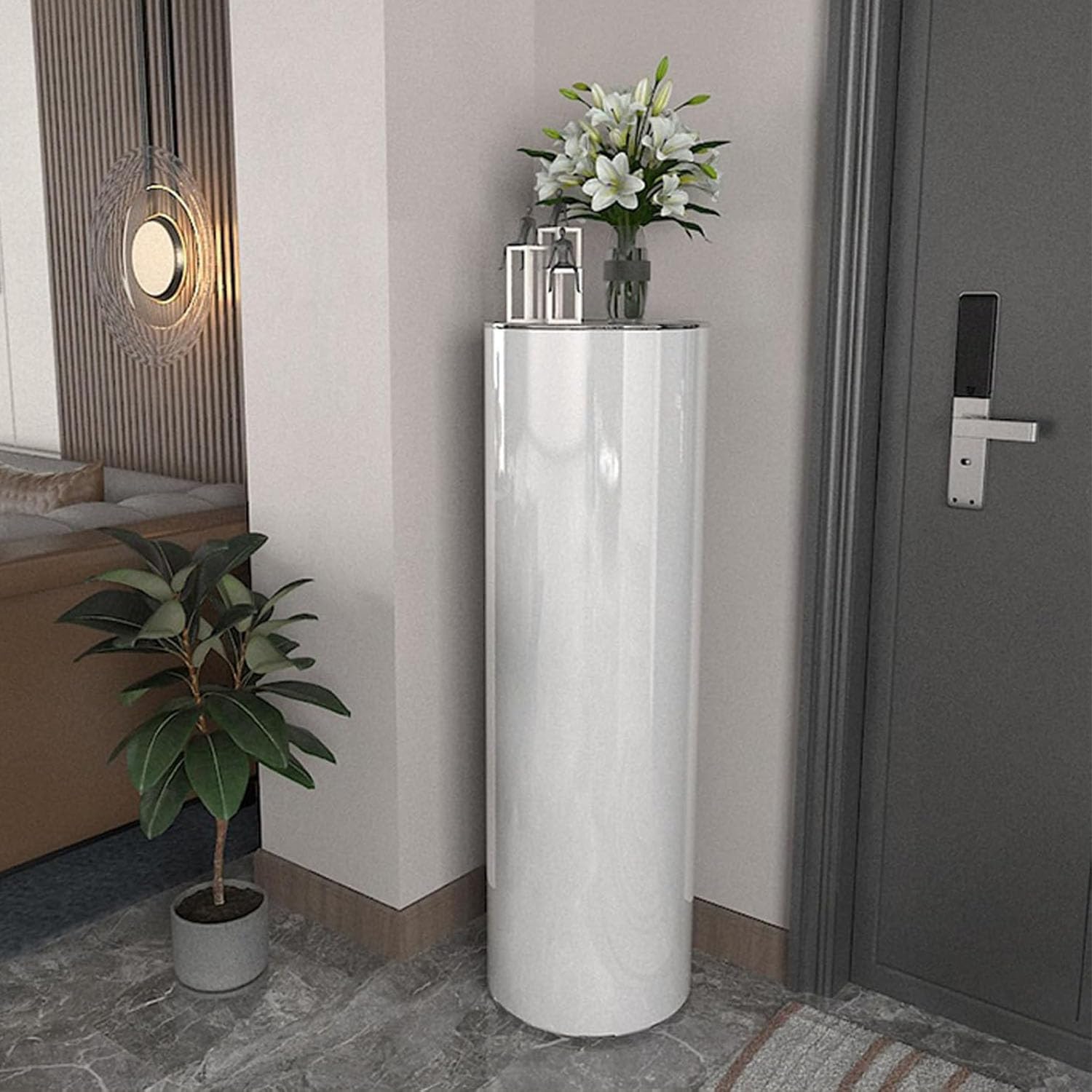 Genérico Zapatero Giratorio 360° Estante Redondo De Metal Independiente Organizador Vertical para Zapatos y Bolsos Espacios Pequeños Almacenamiento para Armario Pasillo Sala de Estar (120 * 33cm)