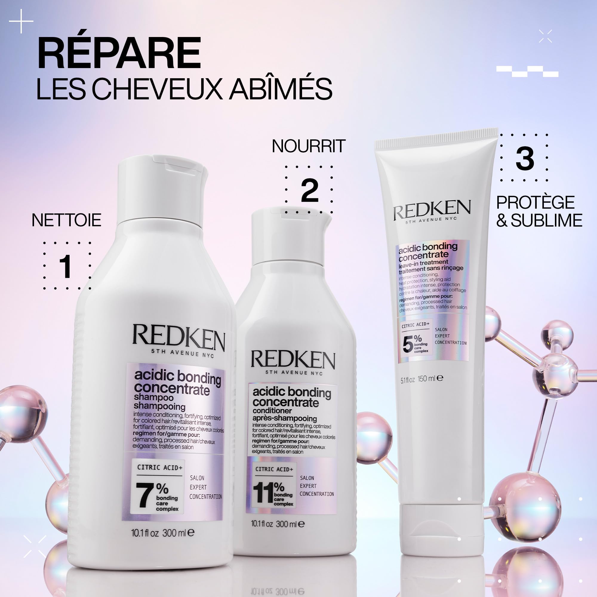 Redken | Soin Concentré Embellisseur & Protecteur, Acide Citrique, Acidic Bonding Concentrate, 150 ml & Shampoing Concentré, Transformation Capillaire Immédiate, Acide Citrique, 300 ml
