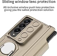 Vista 3 de Funda para Samsung Galaxy Z Fold 4 con soporte para S Pen (protección de bisagra), soporte magnético de anillo de 360°, cubierta de cámara