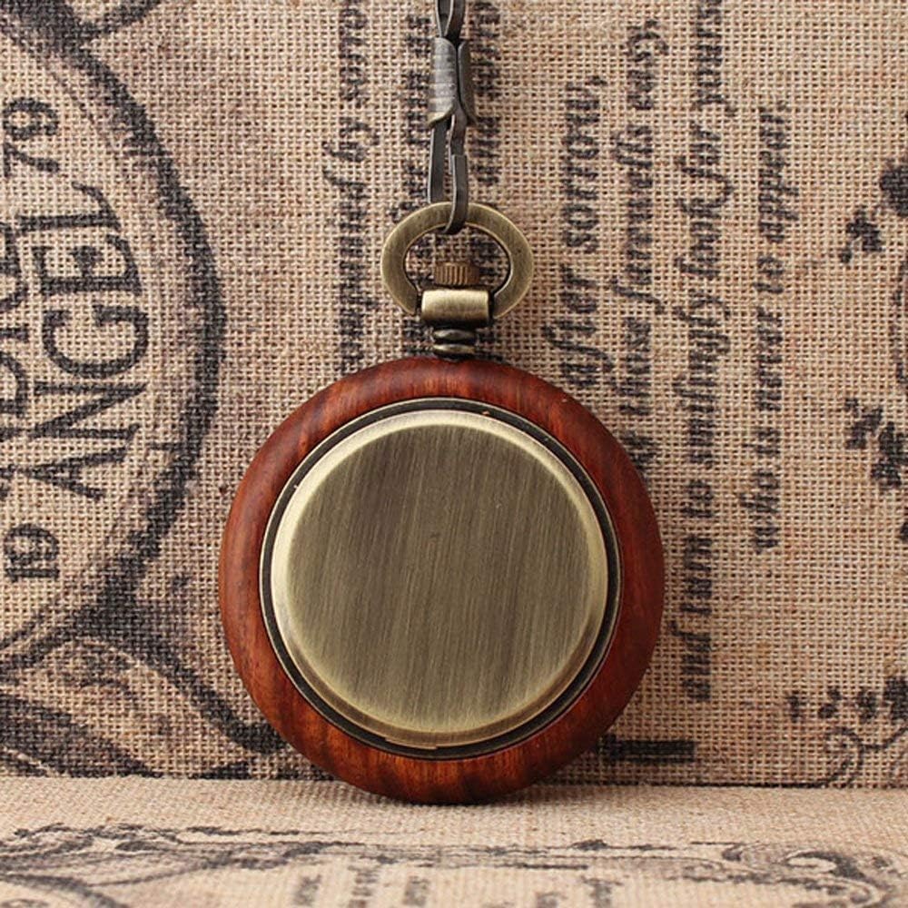 Regalos para Parejas, Reloj de Bolsillo Romano de Madera a la Moda, Reloj de Bolsillo clásico sin Cubierta, Regalo Decorativo para Padre, Reloj de Bolsillo