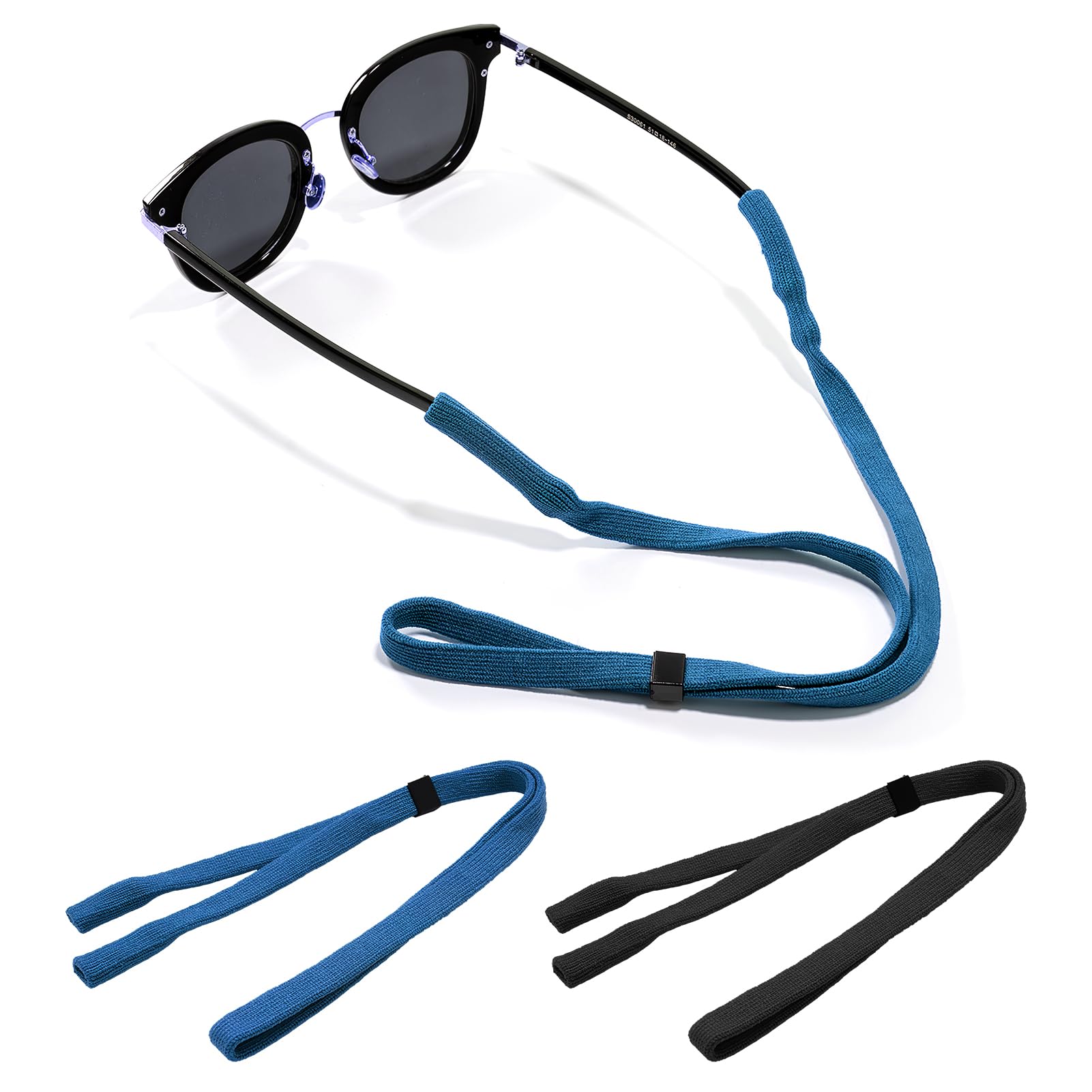 Joynine 2PCS Correas para Gafas Deportivas, Correa Antideslizante para Gafas, Cuerda de soporte para gafas de sol y gafas deportivas, Cordón Ajustable para Gafas de Sol para Todos Los Tipos de Cabeza