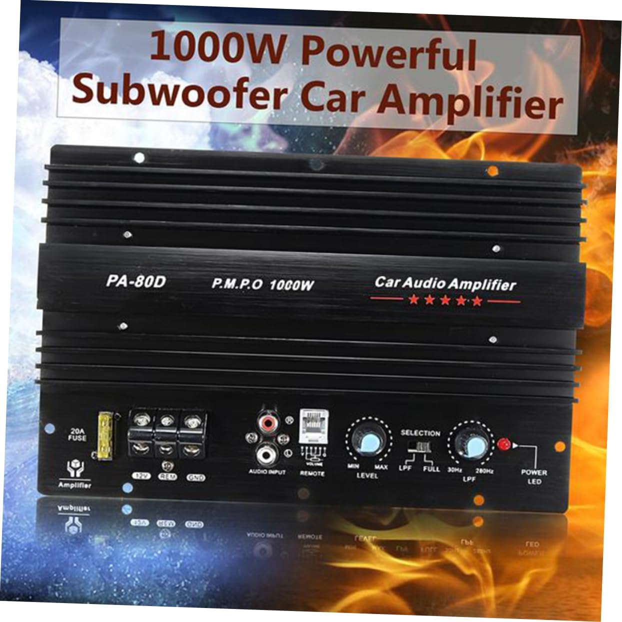 12v 1000w Car Audio Subwoofer Built- Converters Inputs Full Range Speaker Amp