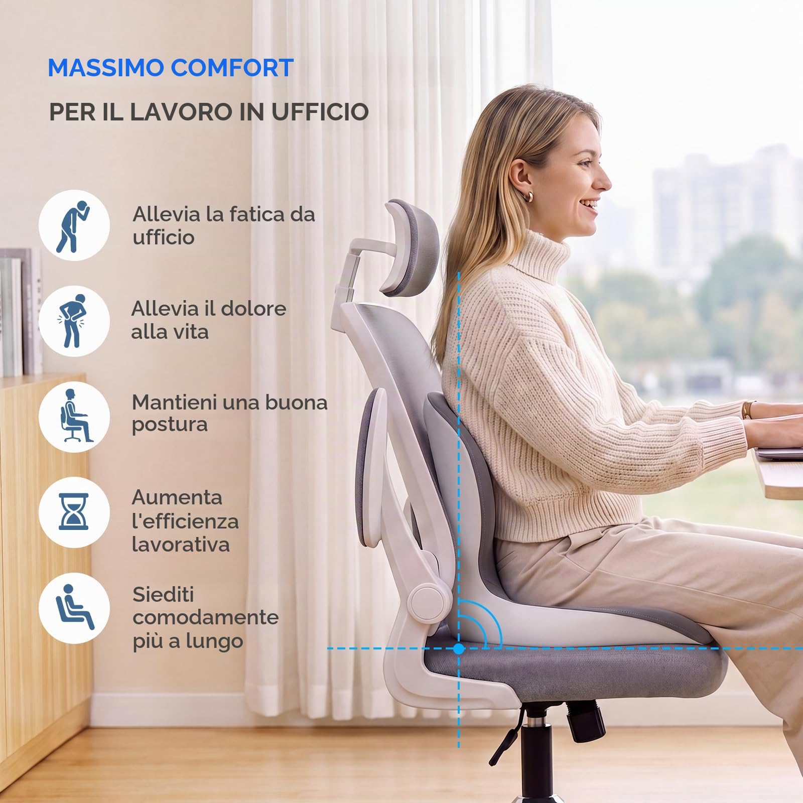 Coverado Cuscino Lombare e Cuscino di seduta Auto | Ergonomico Supporto Lombare per Auto in Memory Foam, Sedia da scrivania Cuscino di sostegno posteriore per la Casa, Ufficio