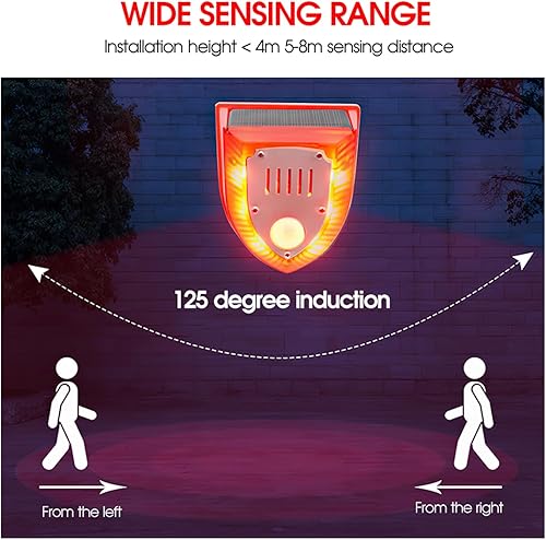 Miniatura 3 de Alarma solar con sensor de movimiento para exteriores luces solares de alarma de seguridad con ladridos de perro y sonido de disparo, fabricante de