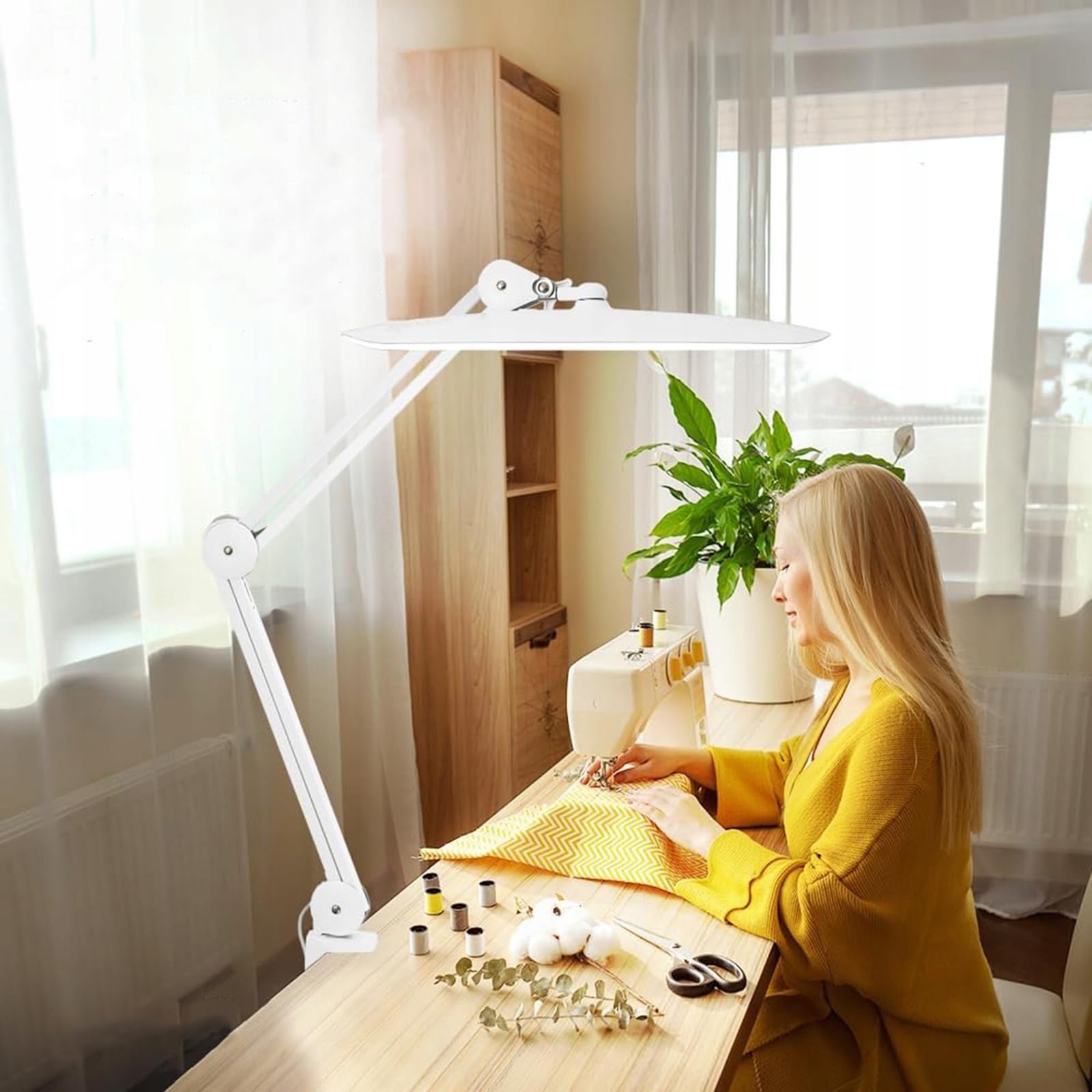 Lampa Biurkowa Kosmetycznych Z Zaciskiem, ściemnialna Lampa Biurkowa Do Salonów Paznokciowych, Składana Lampa LED Do Czytania Z Regulowanym Ramieniem, Do Architekta Domu Biura Warsztatu Rzemiosła