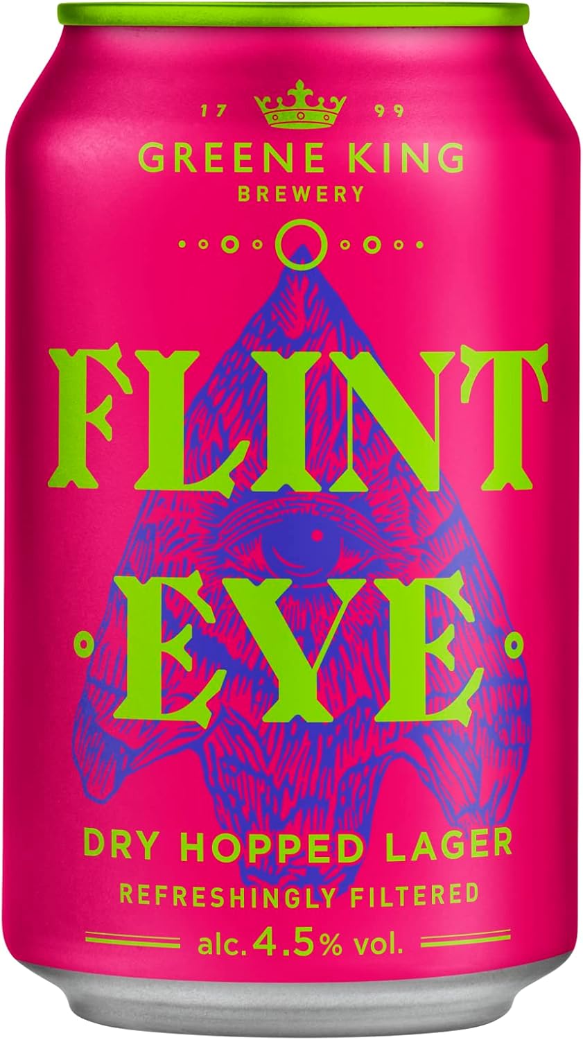 Flint Eye Premium Dry Hopped Lager Beer, Case of 24 x 330ml Beer Cans