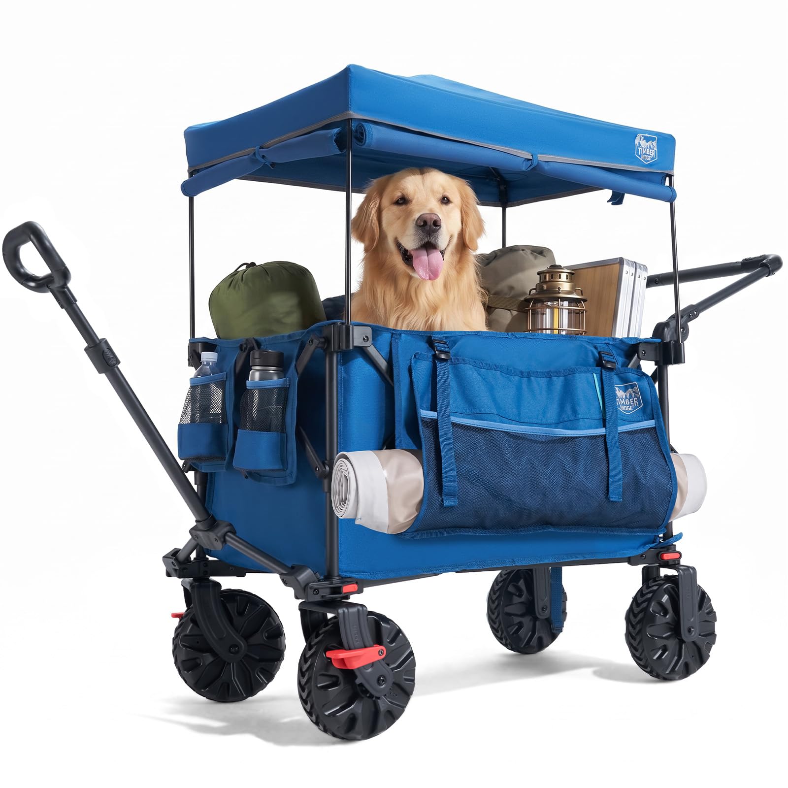 TIMBER RIDGE Festival Trolley 300L Camping Wagon with Canopy Push & Pull