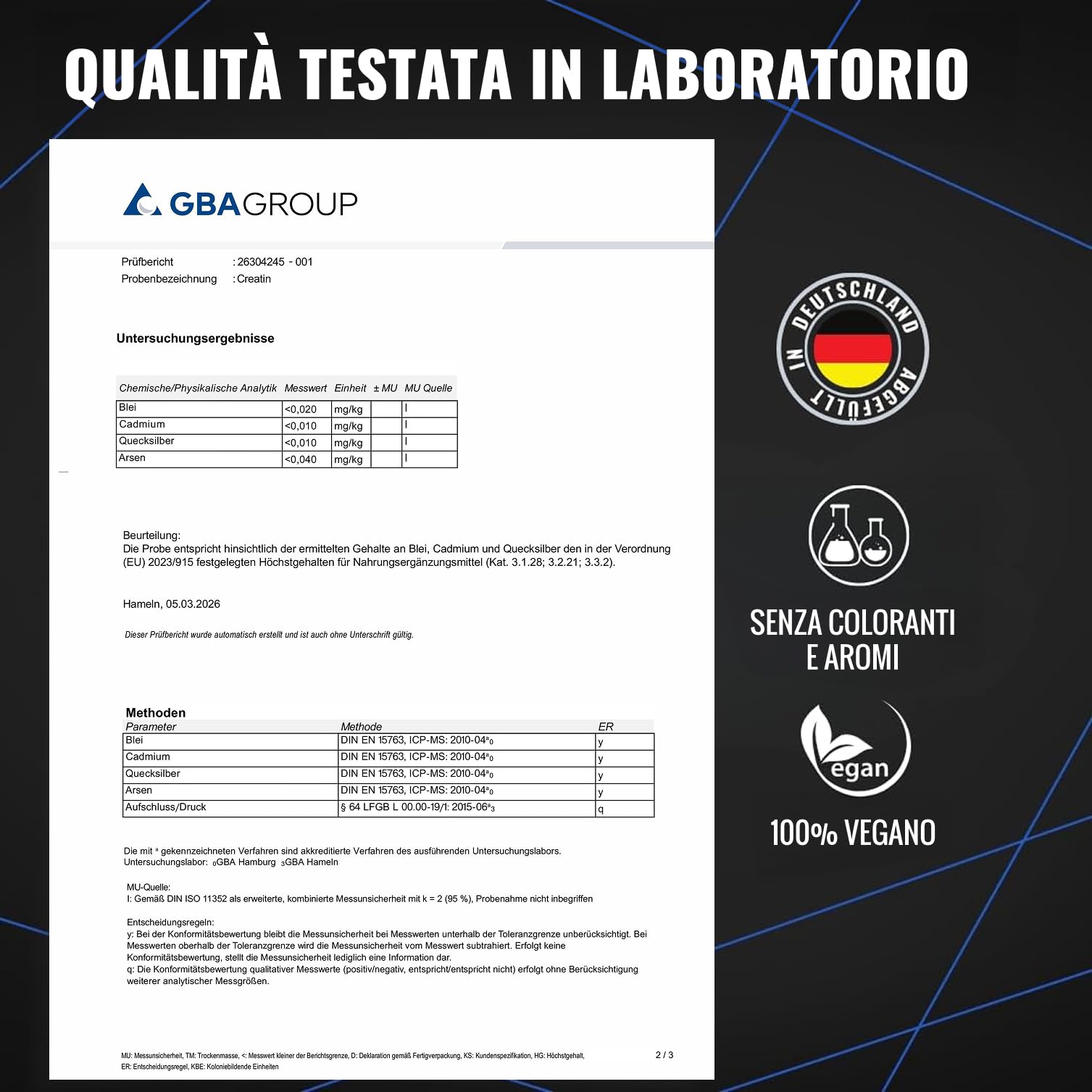 Creatina Monoidrato Polvere 1KG - 100% Vegan, Extrapura - Creatina Monoidrato con Inulina - Prodotta in Germania - Creatine Monohydrate Powder