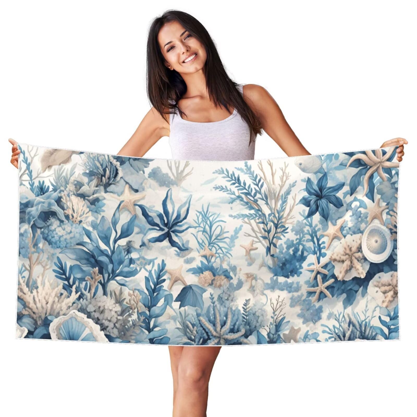 Telo Mare Microfibra xxl Grande Asciugamano da Spiaggia, 100x200cm Asciugatura Rapida Telo in Cotone Morbido, Antisabbia Mare Coperta da Spiaggia per Campeggio, Palestra, Piscina, Viaggio alghe G-1830