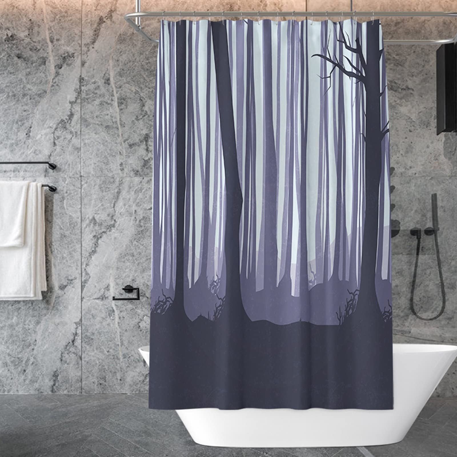Rideau de douche forêt brumeuse KnSam recréez une ambiance spa dans votre salle de bain