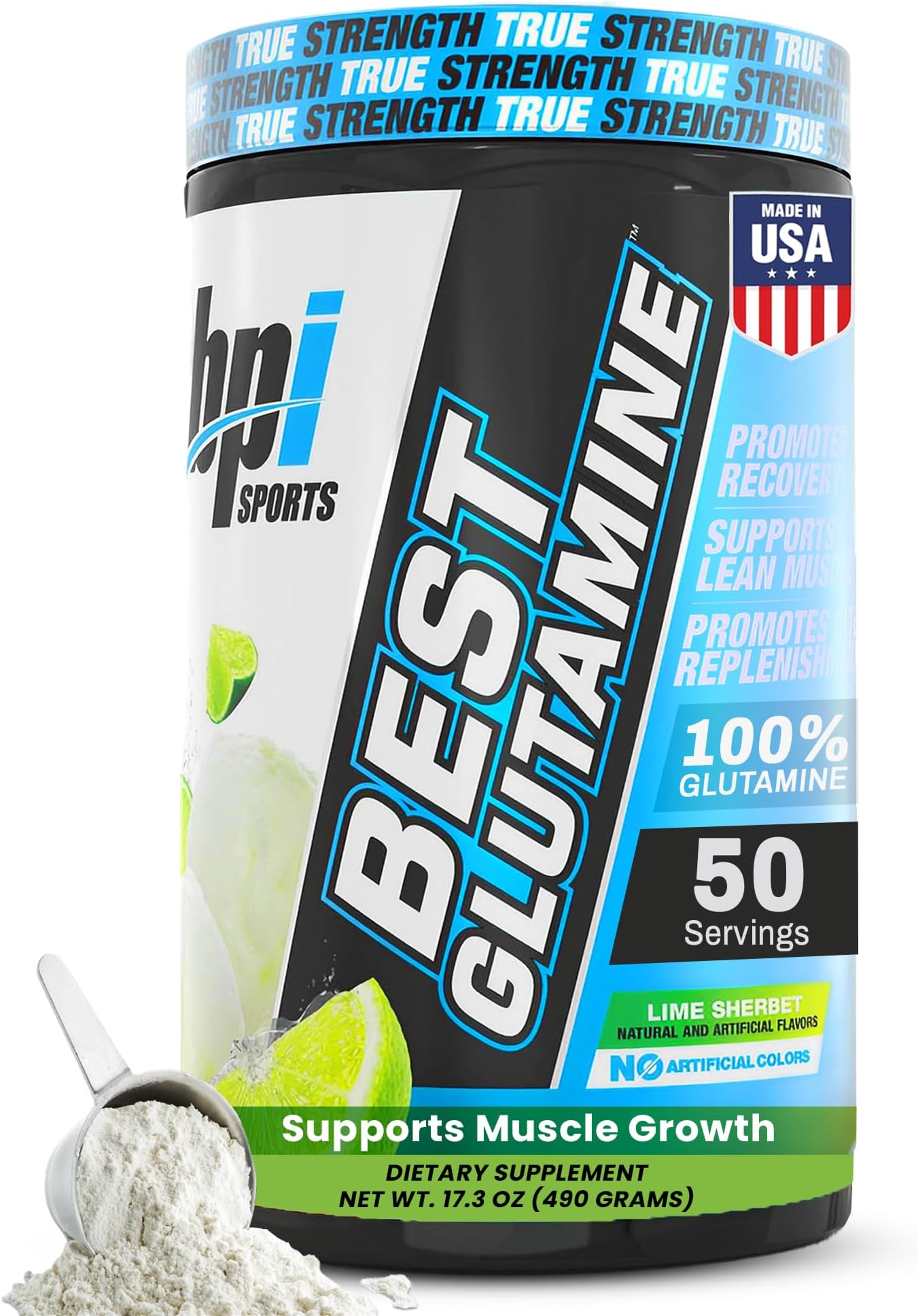 Best Glutamine Supplement, L Glutamine Powder for Gut Health, Muscle Recovery and Immune Support – 6 Advanced Glutamine Types + Vitamin C – 50 Servings – Lime Sherbet Flavor