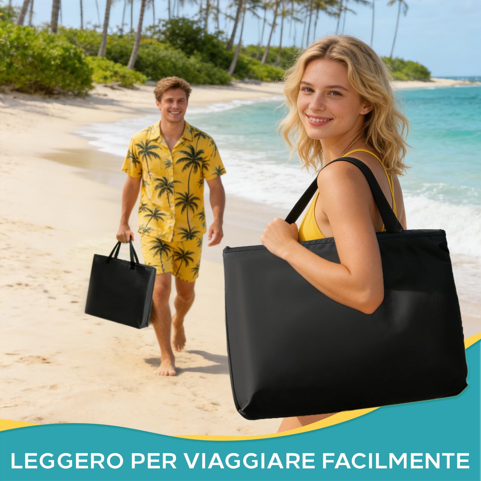 Tappetino da Spiaggia Pieghevole, Lettino da Spiaggia Pieghevole con Poggiatesta, Schienale Reclinabile e Tasca Portaoggetti, Portata 150 kg per Spiaggia Viaggi Giardino Campeggio (Blu)
