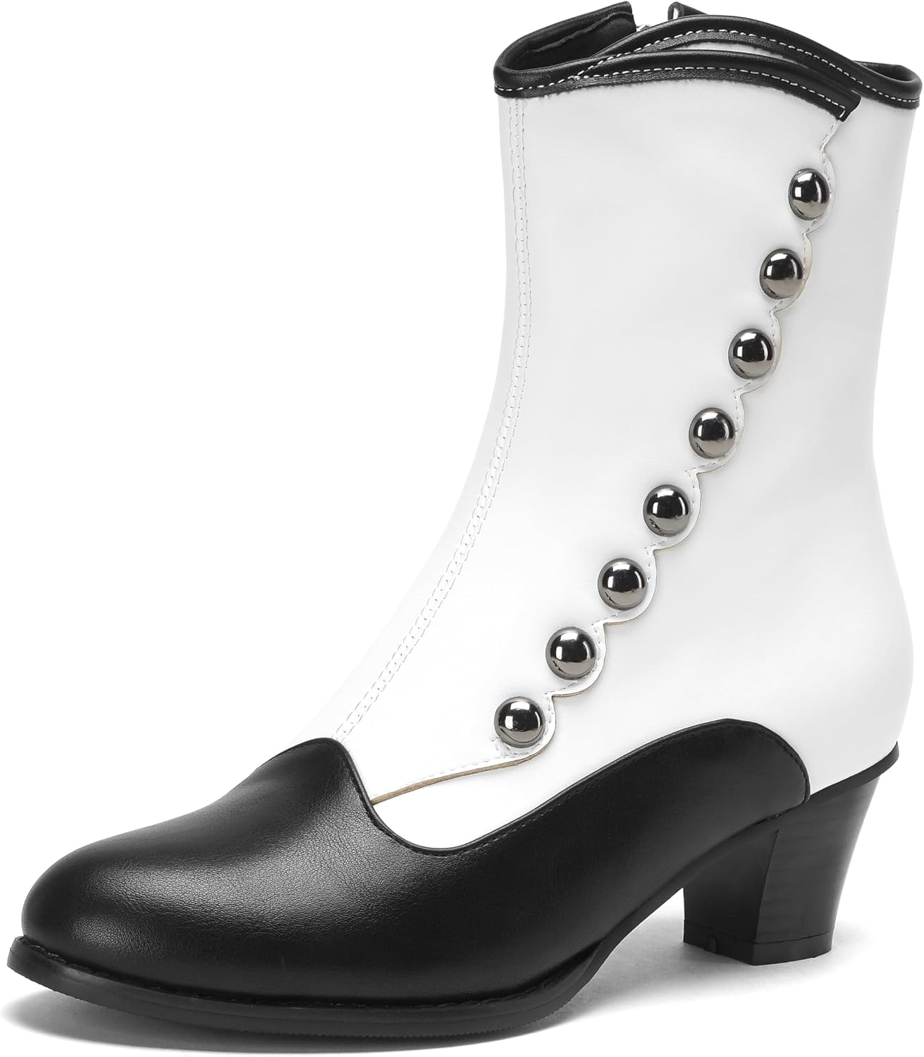 LanreyTaley Women's Victorian Ankle Boots Suede Booties Vintage Chunky Heel Cute Dress Shoes