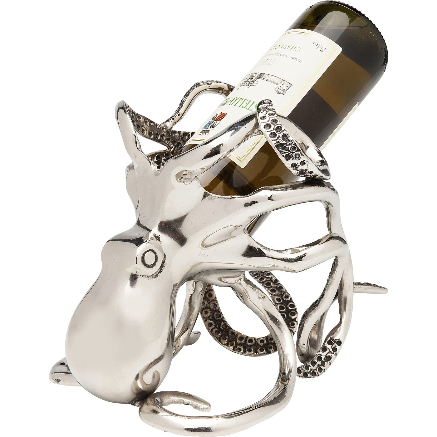 Image secondaire de Kare Design Porte Bouteille Octopus, Argent, Aluminium Nickelé, Animal Pouple, Étagère, Rangement, Deco pour Vin, Décoration Cha