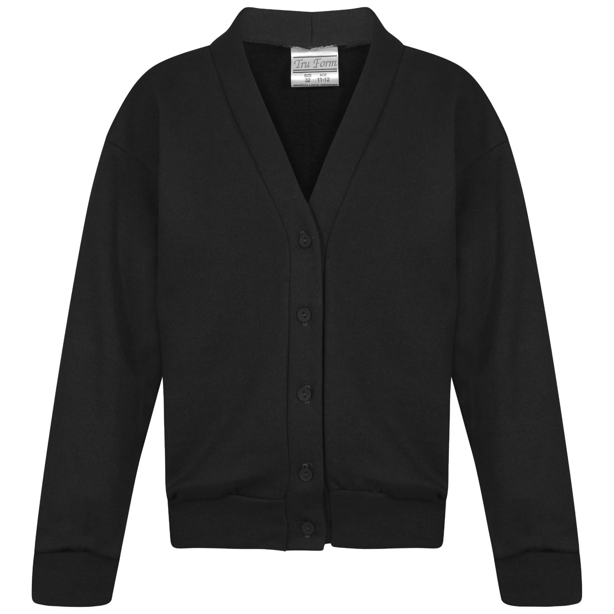 Indx-Clothing Girls Black School Fleece Cardigan Uniform Sweatshirt Uniform Smart School Wear Age 2-3 To 13-14 (, 2-3 Year)
