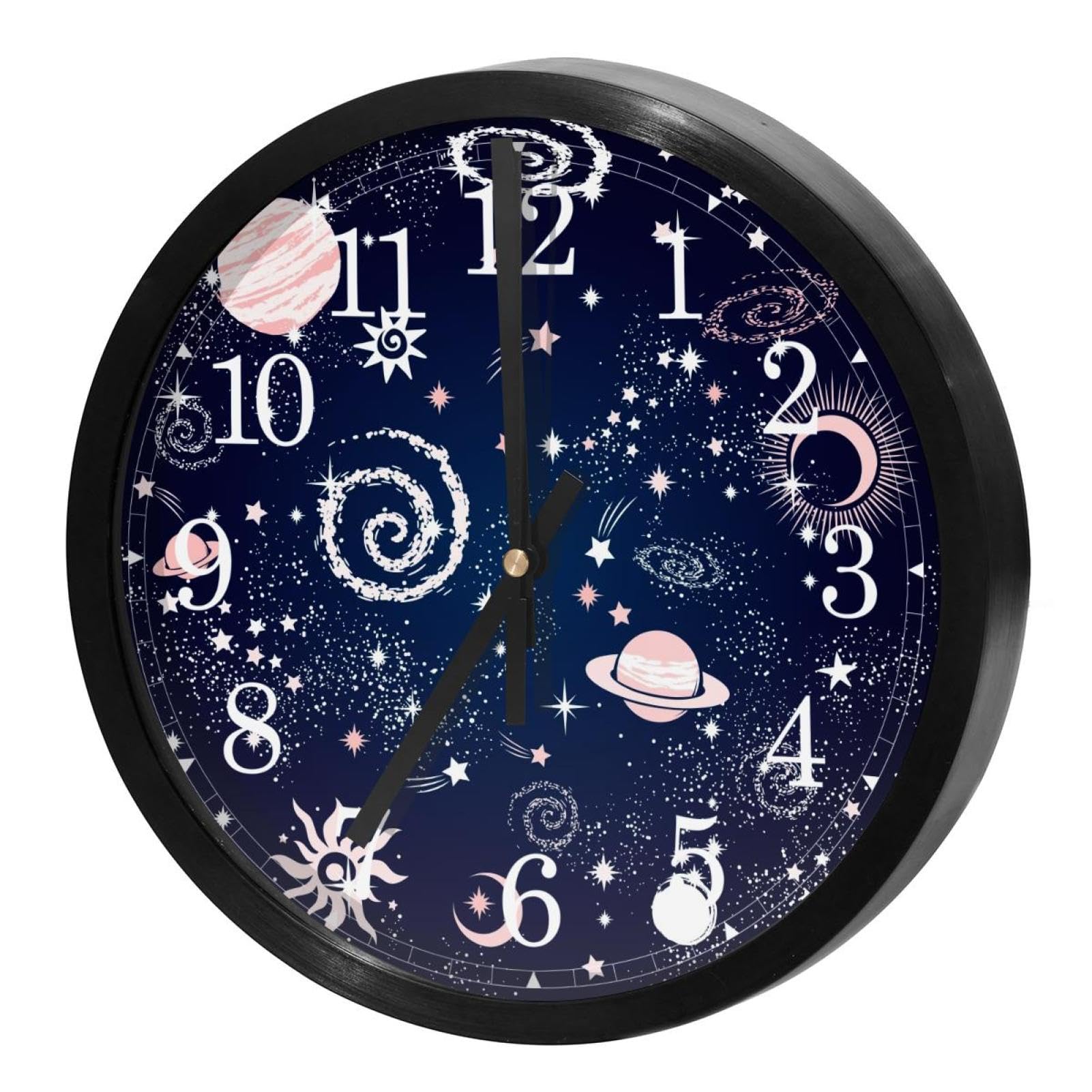 Horloge murale sans tic-tac à quartz planète pour retrouver le sommeil