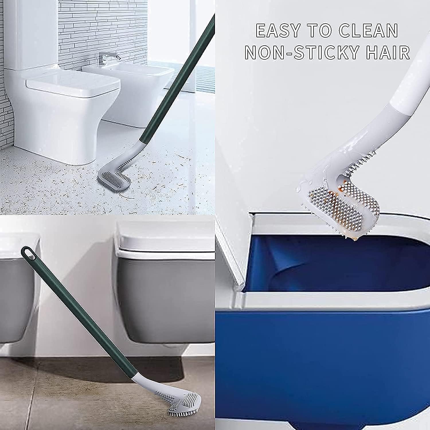NOMAZO Olive Silicone Toilet Brush with Slim Long Handle | 360° Deep Cleaning Golf Shape Brush Head | No-Slip Grip Toilet Cleaner with Wall Hook for Bathroom 1