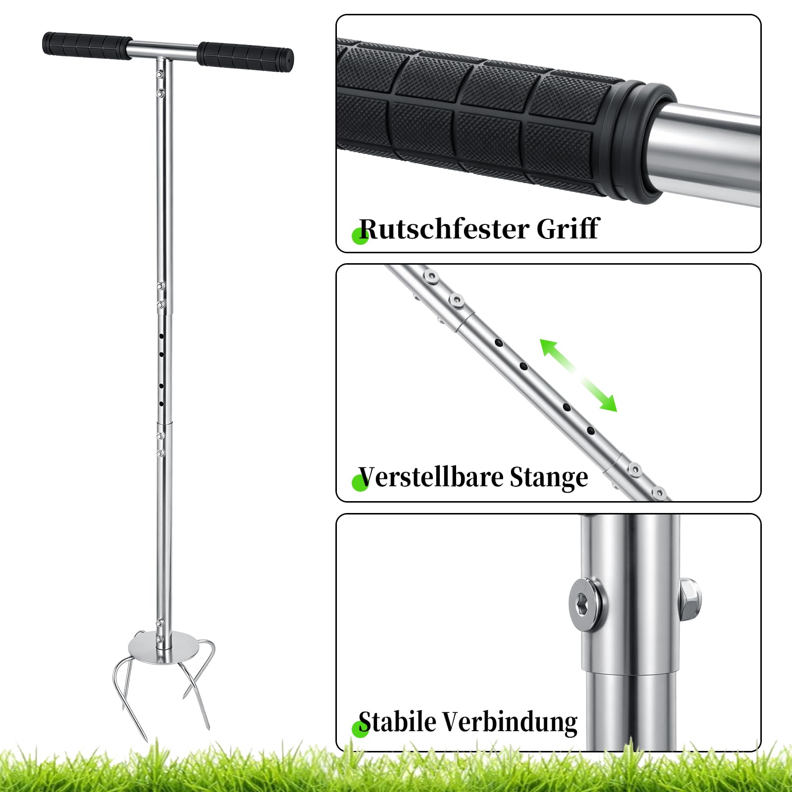 Gartenkralle mit Stiel,4-Zinken Gartenkultivator,103cm Hoch Twist Tiller Gartenfräse,Höhenverstellbar Gartenfräse,Vertikutierer und Unkrautentferner in einem Gerät,Kultivator für Gartenbeet