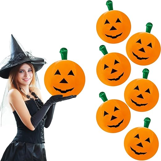 The Dreidel Company Halloween Pumpkin Inflatable Decorations, 16" Tall (6-Pack) Halloween Decor, Halloween Pumpkin Toy