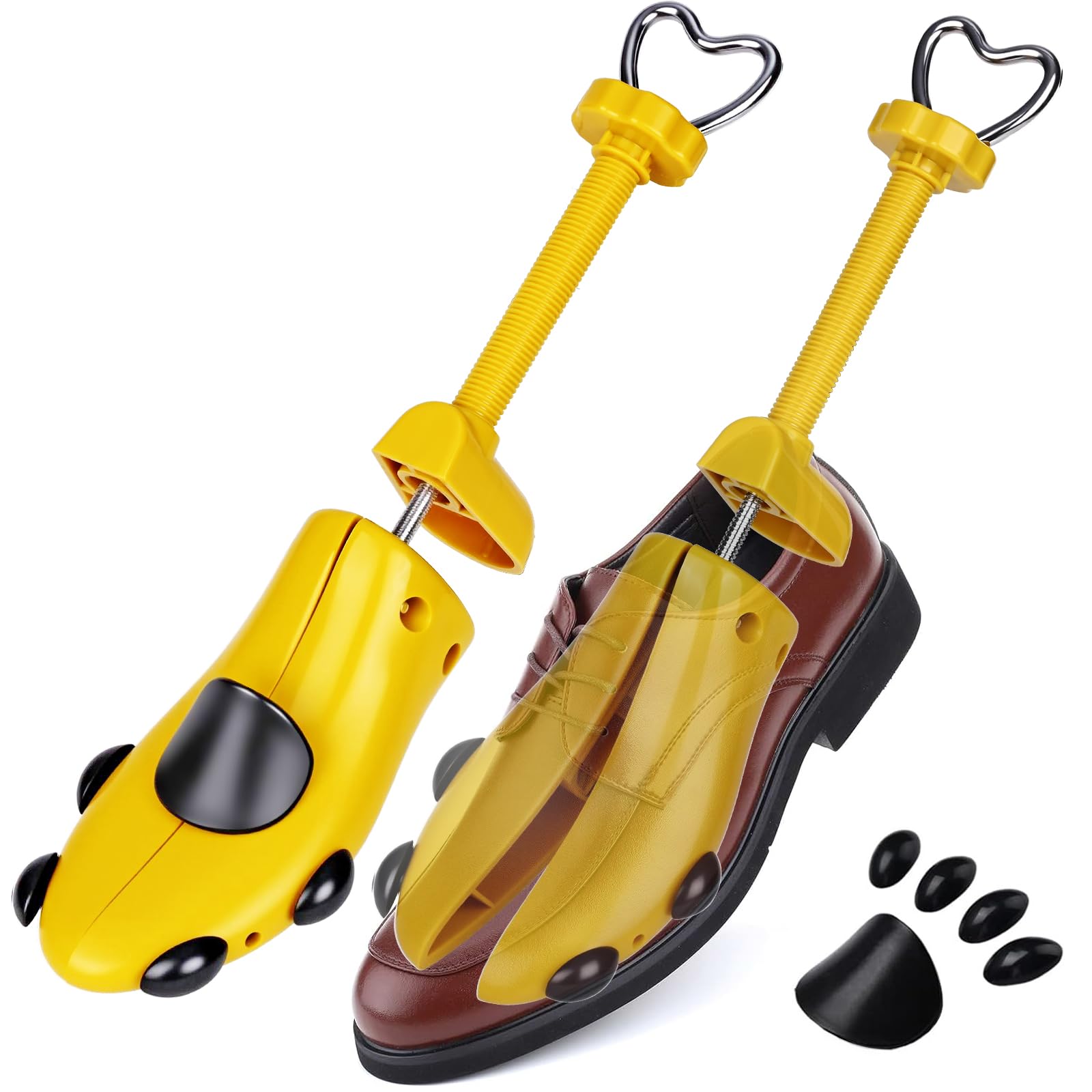 1 par de hormas de zapatos ajustables, expansores de zapatos para hombre y mujer, ancho para zapatos demasiado ajustados, zapatos nuevos, zapatillas de piel, amarillo, talla única EU40-47