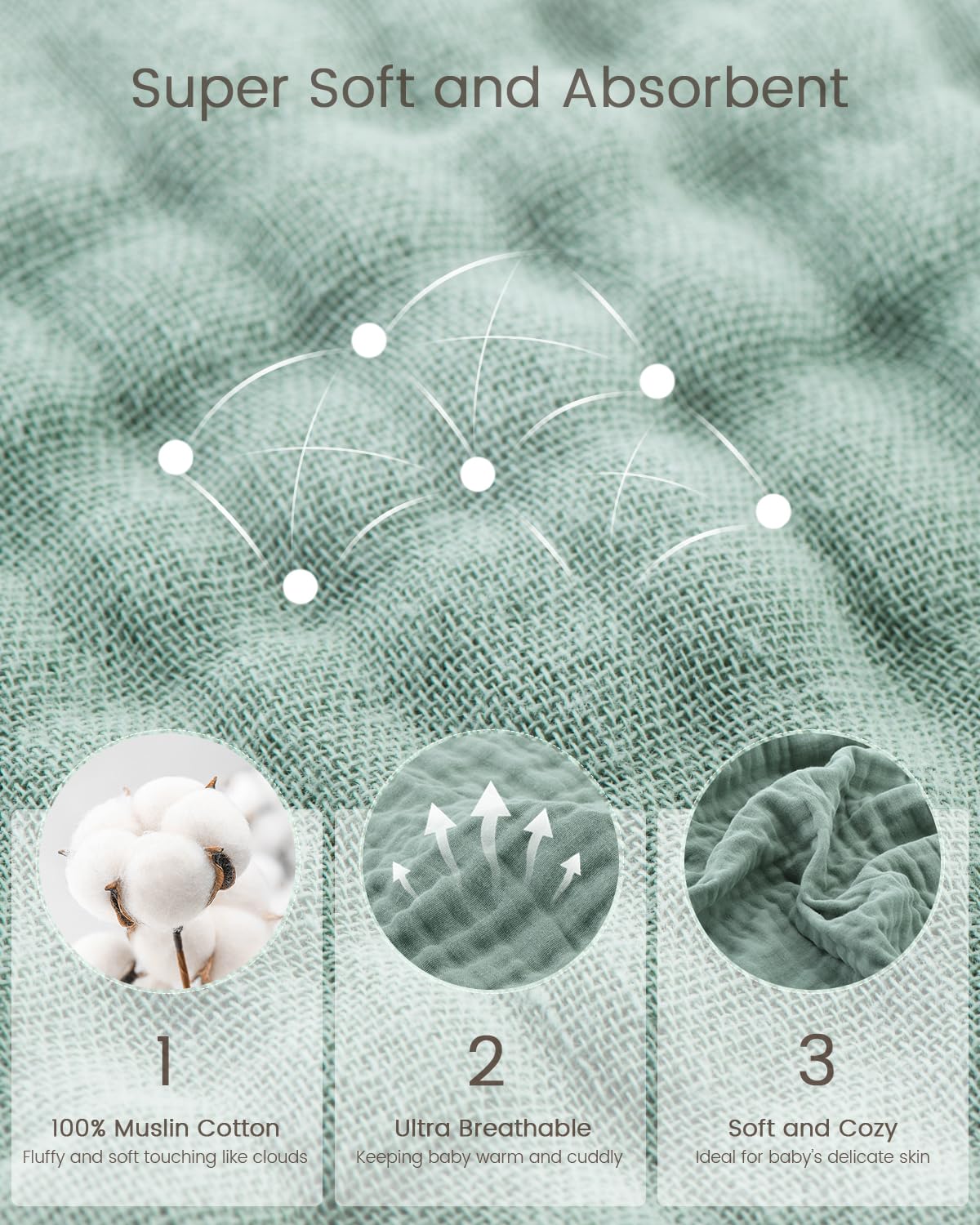 Toallas de bebé con capucha para recién nacido, 35 x 35 pulgadas, paquete de 2 toallas de baño 100% muselina de algodón, toallas de playa suaves con capucha para bebés, niños pequeños y