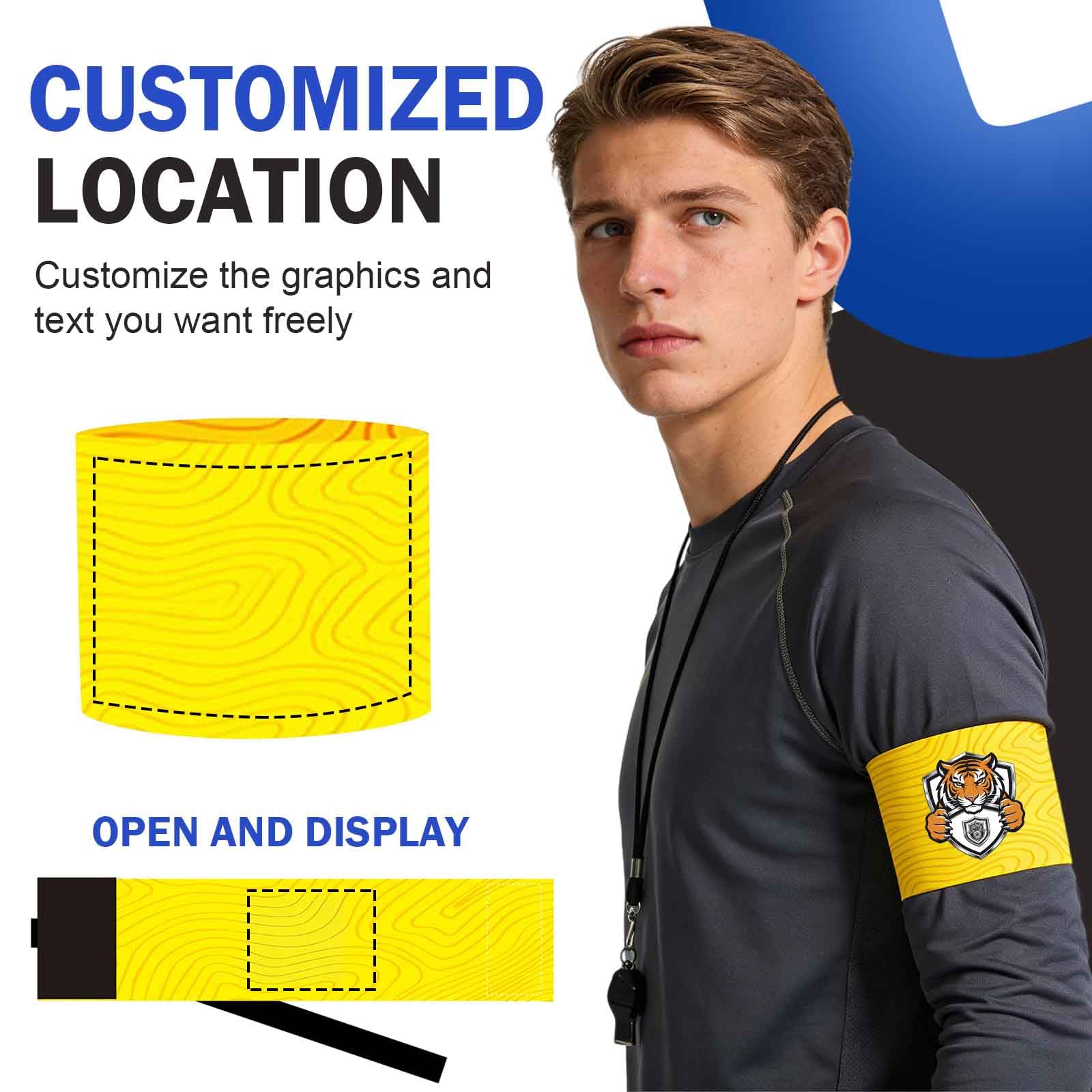Fascia Capitano Personalizzata Calcio, Bracciale Adulto Bambino Personalizzabile con Logo e Testo Maglia Antiscivolo (Azzurro)