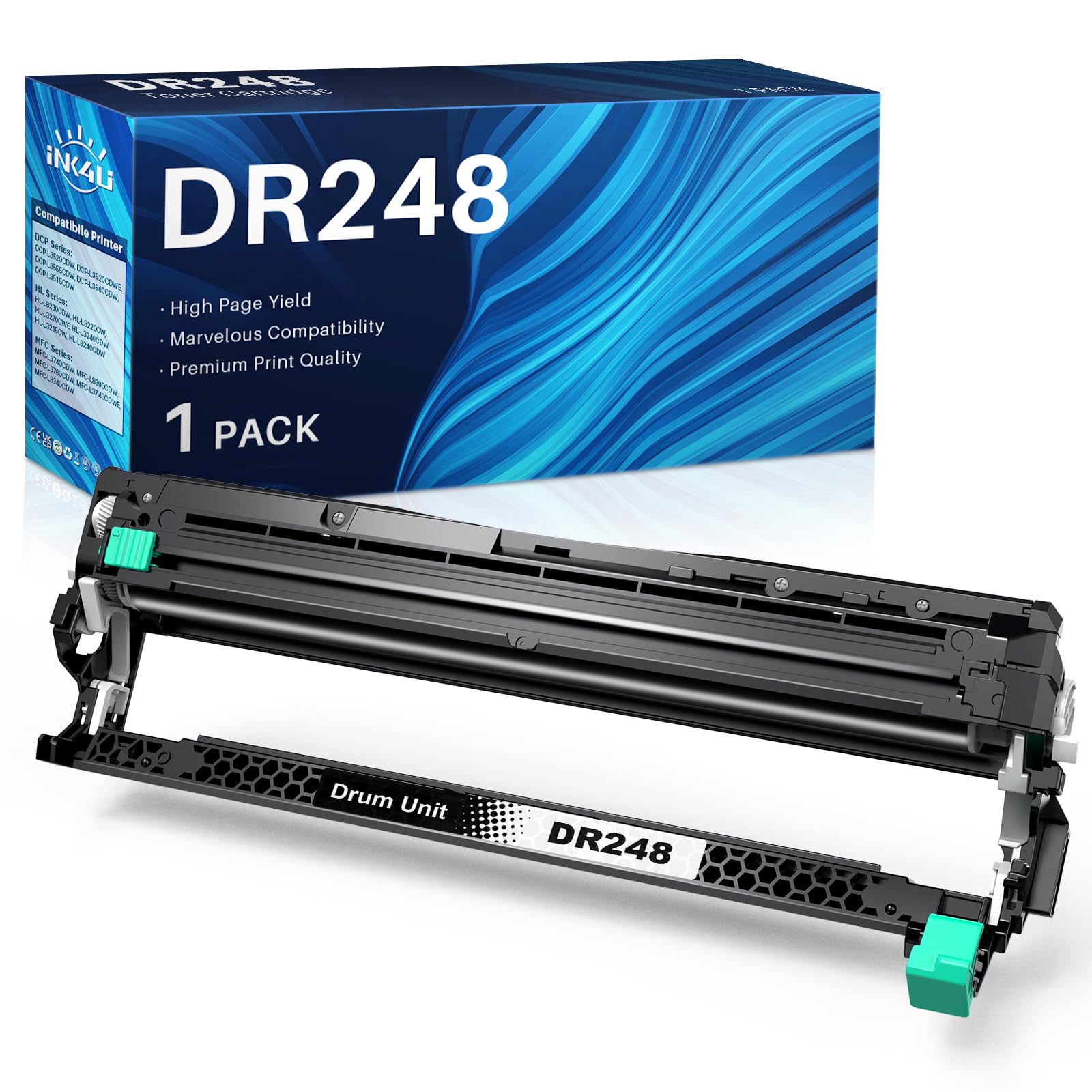 INK4U DR248CL Tamburo Compatibile con Brother DR248 CL Tamburo per Brother HL-L3215CW L3220CW L3240CDW L8230CDW L8240CDW MFC-L8340CDW L8390CDW L3760CDW DCP-L3515CDW L3560CDW Drum DR-248CL
