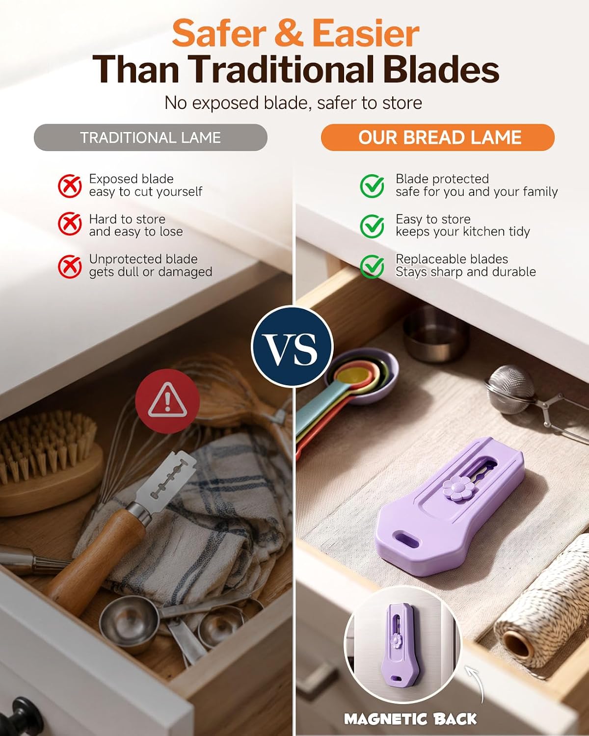 Bread Lame Sourdough Scoring Tool with Extractable & Magnetic Design