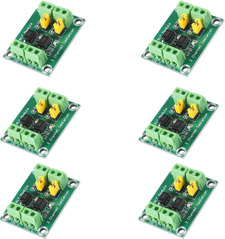 6PCS PC817 2 Channel Voltage Converter Module Optocoupler Isolation Driving Module 3.6-30V Driver Photoelectric Isolated Module for Triode, MOS Tube, Low Power Relay Module (6PCS 2Channel)