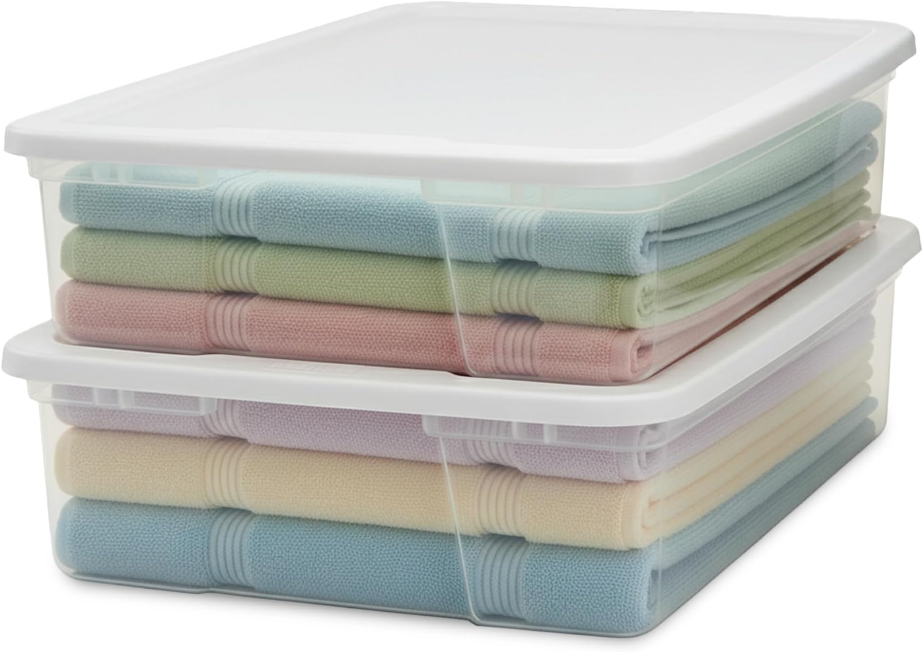 HOMZ 28 Quart Snaplock Plastic Storage Tote Container Bin with Secure Lid and Handles for Home and Office Organization, Clear (2 Pack)