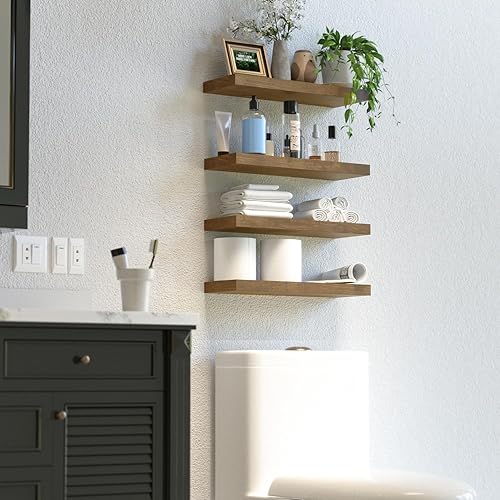 Miniatura 2 de Estantes flotantes para pared, 4 juegos de estantes de almacenamiento modernos, estantes de exhibición para decoración de pared, estantes flotantes