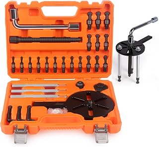 DISEN Bearing Puller, 35-in-1 Blind Bearing Puller Kit, Bearing Removal Tool for Ball Bearings with Wrench and Case (Refer to The Video for Installation and Usage) - Orange