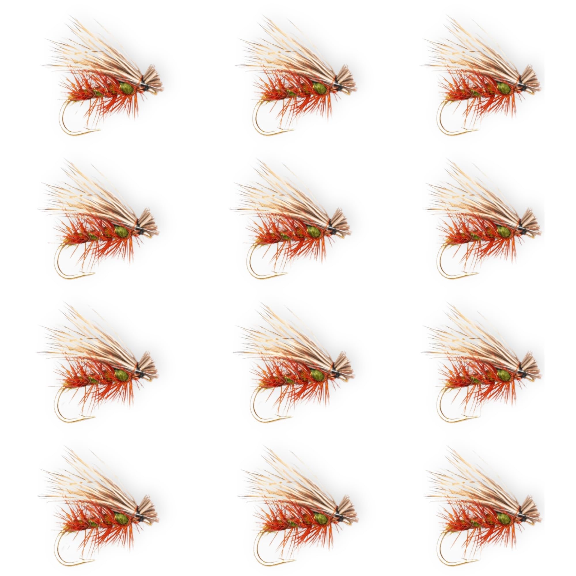 Elk Hair Caddis Dry Fly Assortment 12-Pack | Hand-Tied Trout Flies Sizes 14 16 18 in Black Brown Tan Olive | Premium Floating Fly Fishing Flies for Rivers Streams and Lakes