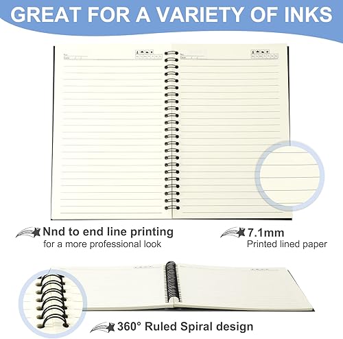 Miniatura 4 de Epakh 18 paquetes de cuadernos en espiral, cuadernos A5, 50 hojas de papel grueso y tapa dura de estraza a rayas para suministros de oficina, 5.5 x