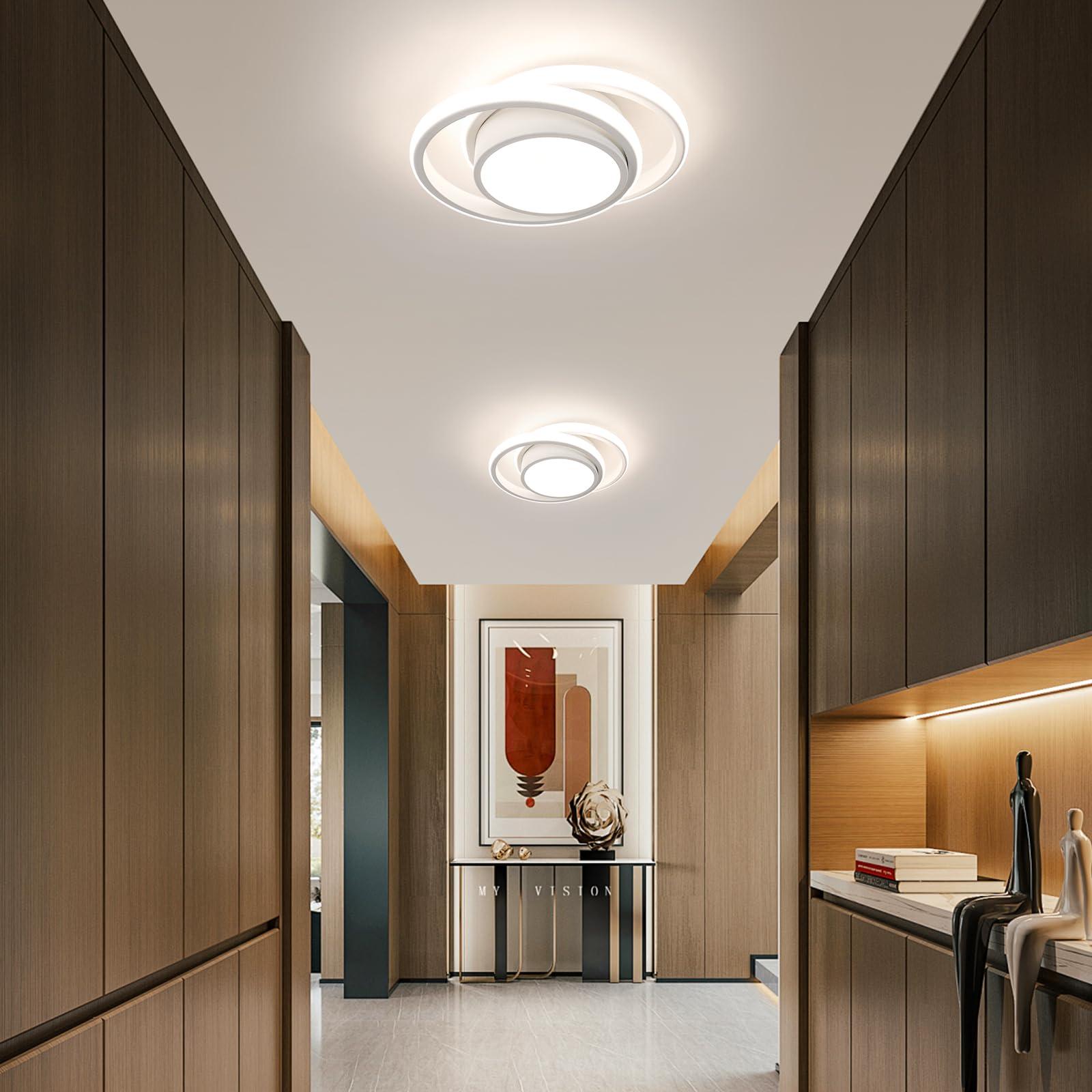 Comely Pack de 2 Plafones LED 32 W – 2350 lm c/u – Luz Natural 4500 K – Blanco Redondo Moderno Ø 27 cm – Ideal para Salón, Cocina, Pasillo y Baño