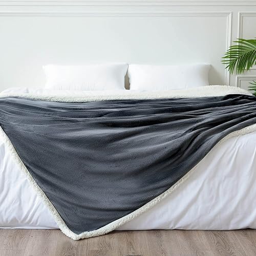 Miniatura 10 de NANPIPER Manta de piel sintética, mantas peludas para cama, color gris, 90 x 90 pulgadas