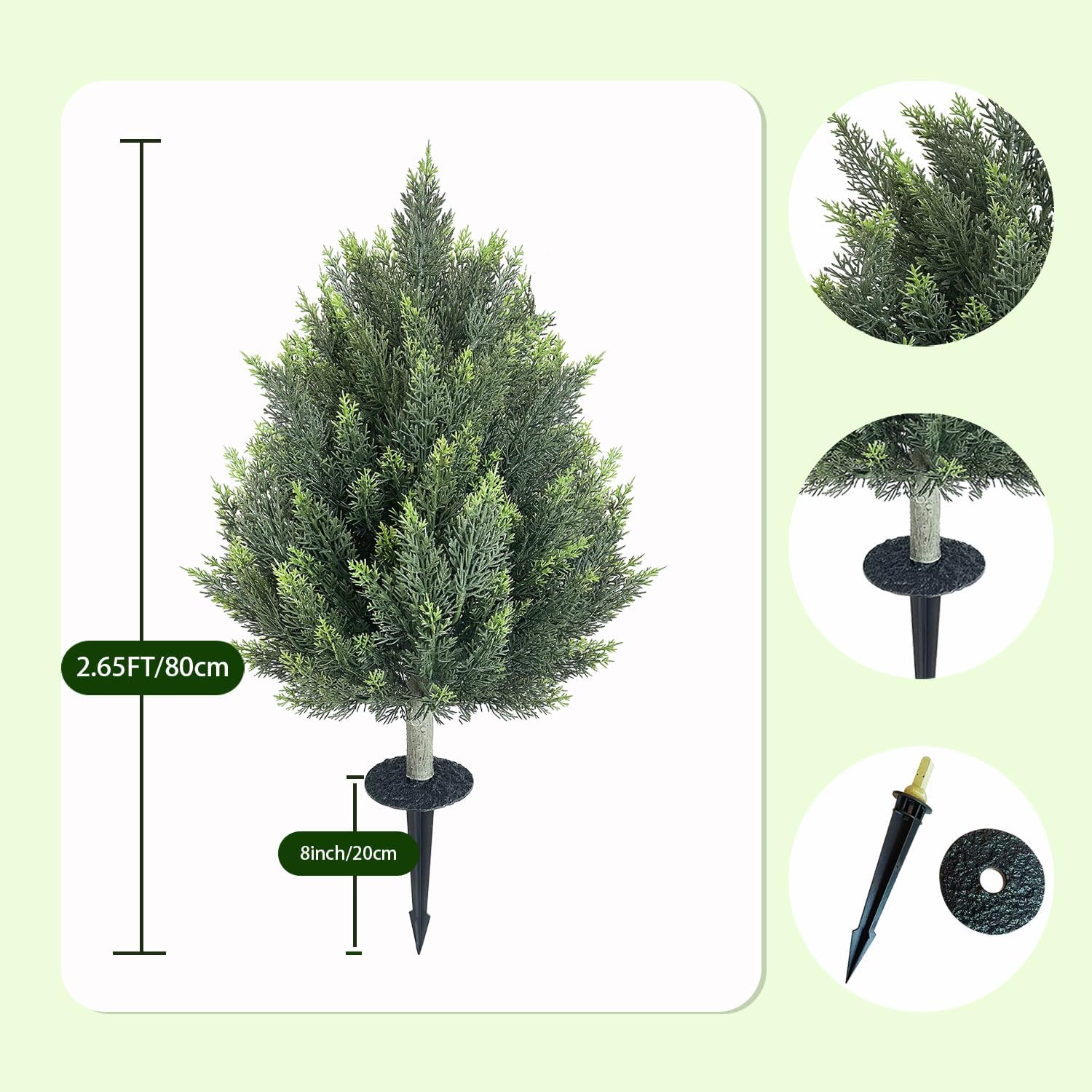28inch Artificial Topiary Tree Set of 4 Beautiful Realistic Faux Cedar Pines Christmas Trees UV Rated Fake Shrubs for Front Porch Faux Plants Indoor and Outdoor Decor