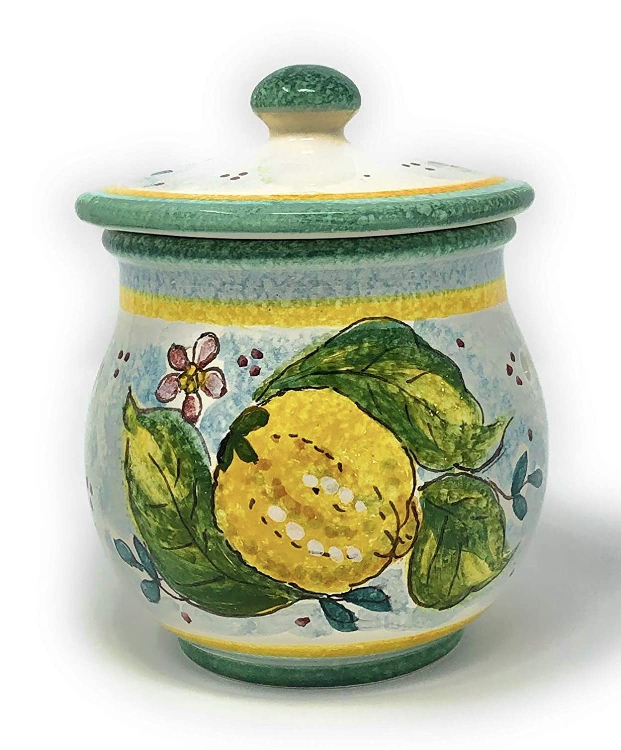 CERAMICHE D'ARTE PARRINI- Italian Ceramic Brings Garlic Jar Holder Hand Painted Made in ITALY Tuscan Art Pottery
