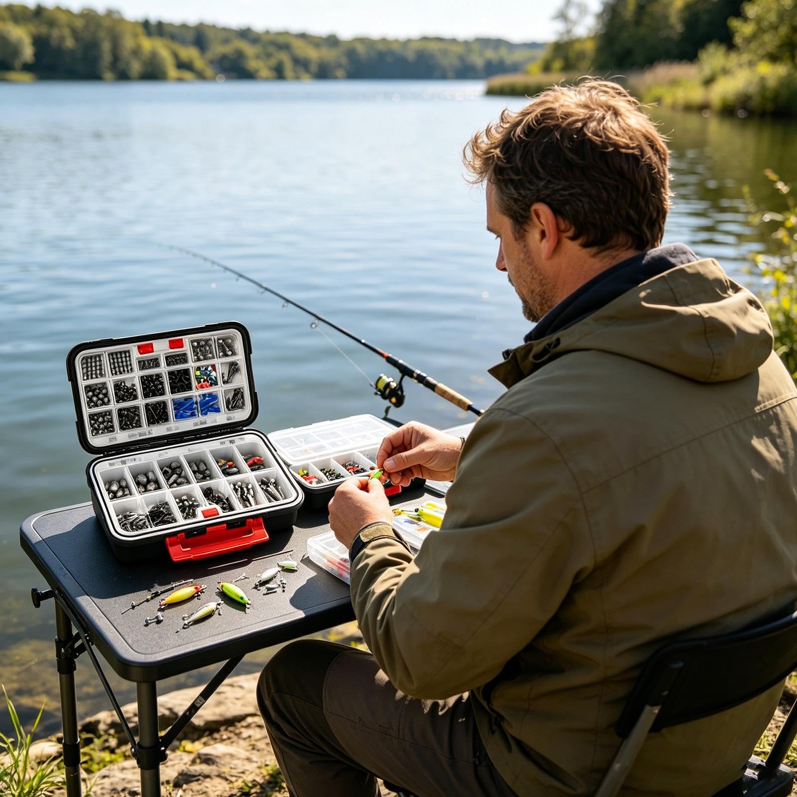 Kit Da Pesca Ami Per Pesca Al Bass | per Attrezzi da Pesca Per Trota Crappie Persico Pesce Gatto Kayak Attività All'Aperto Campeggio Trekking