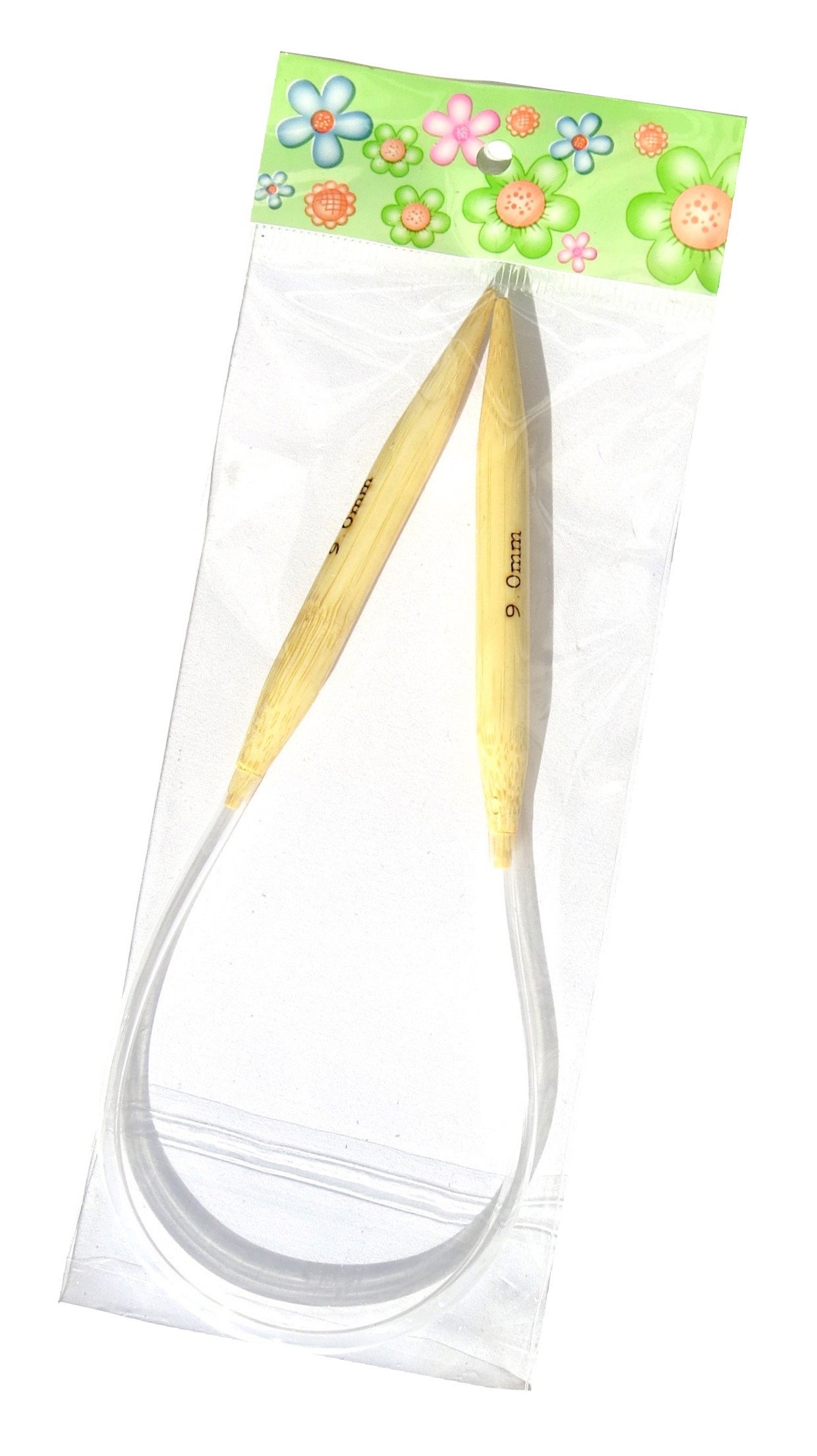 Adf Tm Natural One Pair 16'' (40Cm) X 9Mm Circular Bamboo Knitting Needles