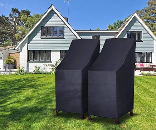 Miniatura 6 de MAVINCHER Fundas apilables para sillas de patio, fundas para sillas de patio con respaldo alto, 600D, resistentes al agua, fundas de muebles para