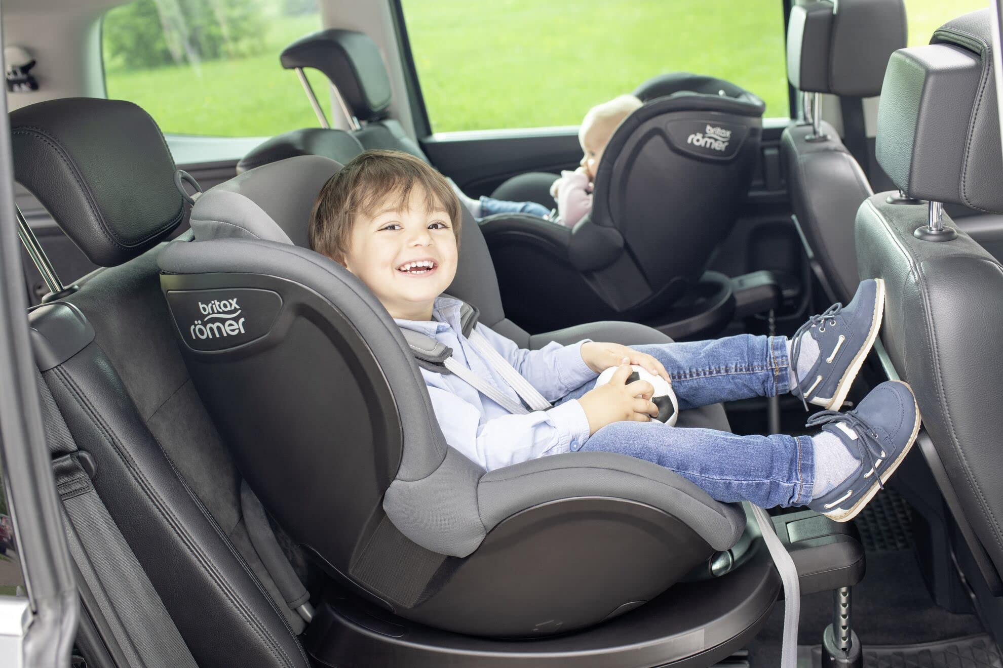 BRITAX RÖMER Silla Coche DUALFIX2 R Gira 360° y con Anclaje ISOFIX Niño de 0 a 18 kg Grupo 0+/1 desde el Nacimiento hasta los 4 Años, Storm Grey