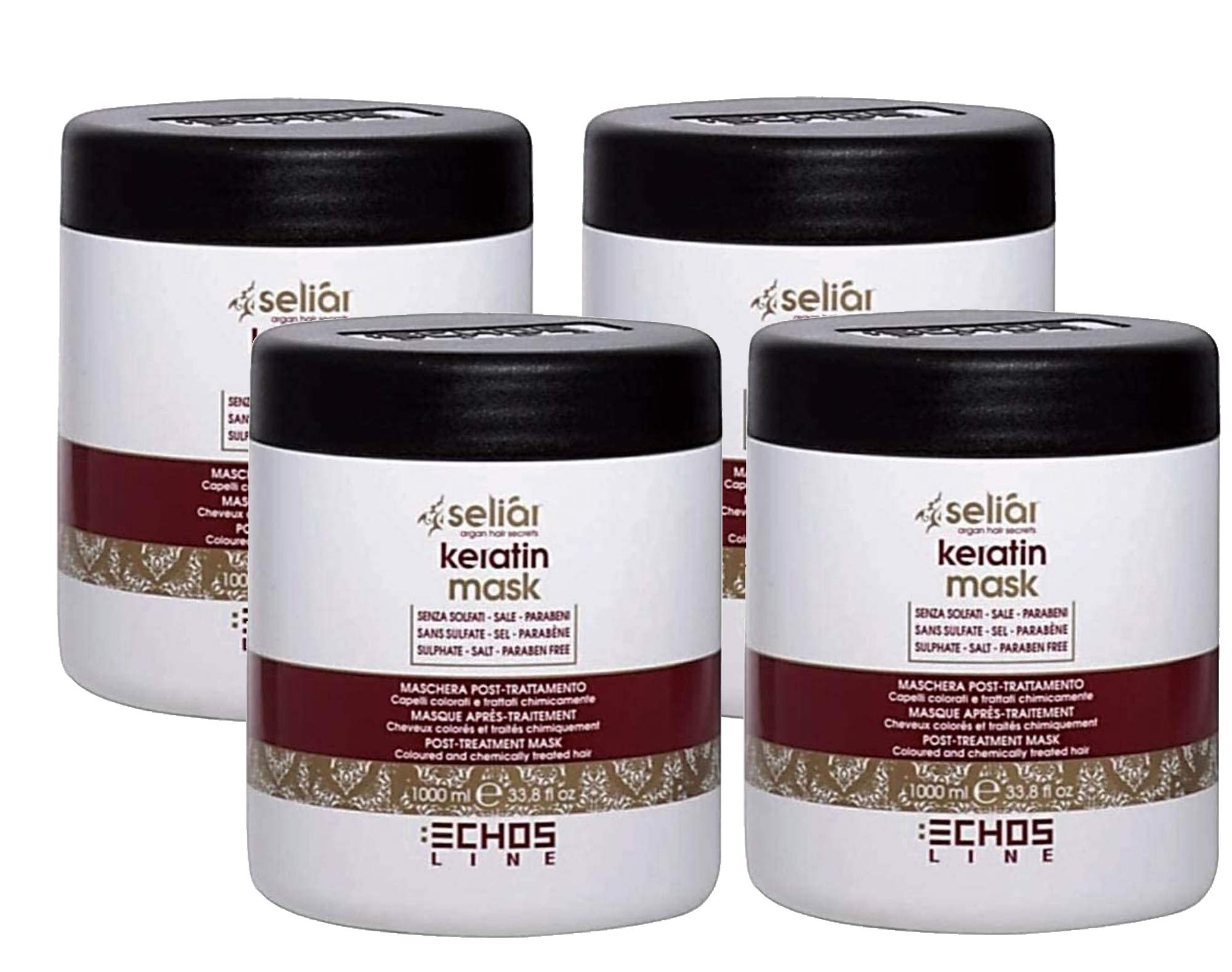 4 x Seliar Keratin Mask Maska do włosów farbowanych i zabieganych - 1000 ml - EchosLine