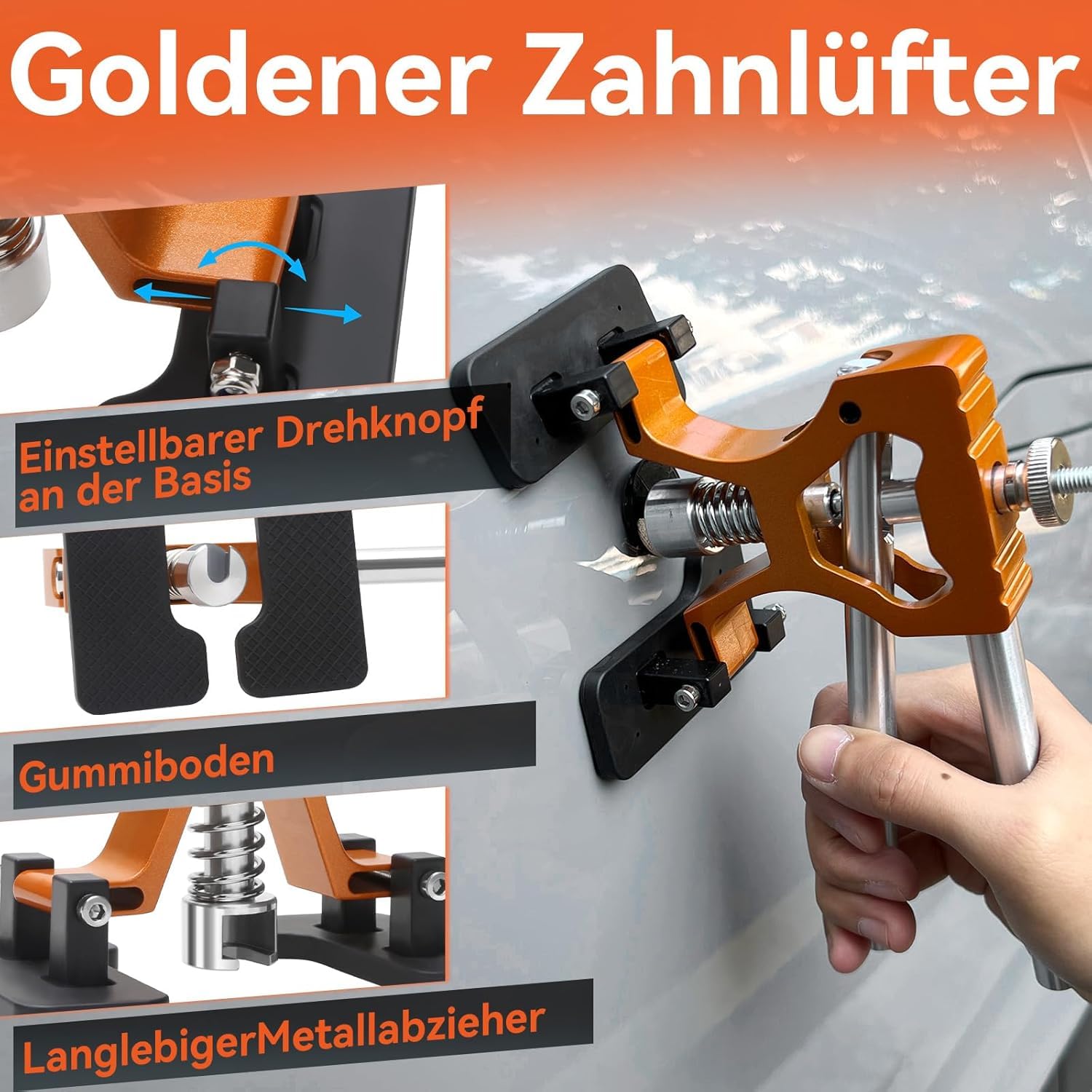 PDR TOOLS Auto Dellen Reparatur Set, Ausbeulwerkzeug Set mit Zugbrücke und Montagekissen, Karosserie Werkzeug für Hagelschaden und Beulenreparatur, Luftkissen und Gummihammer