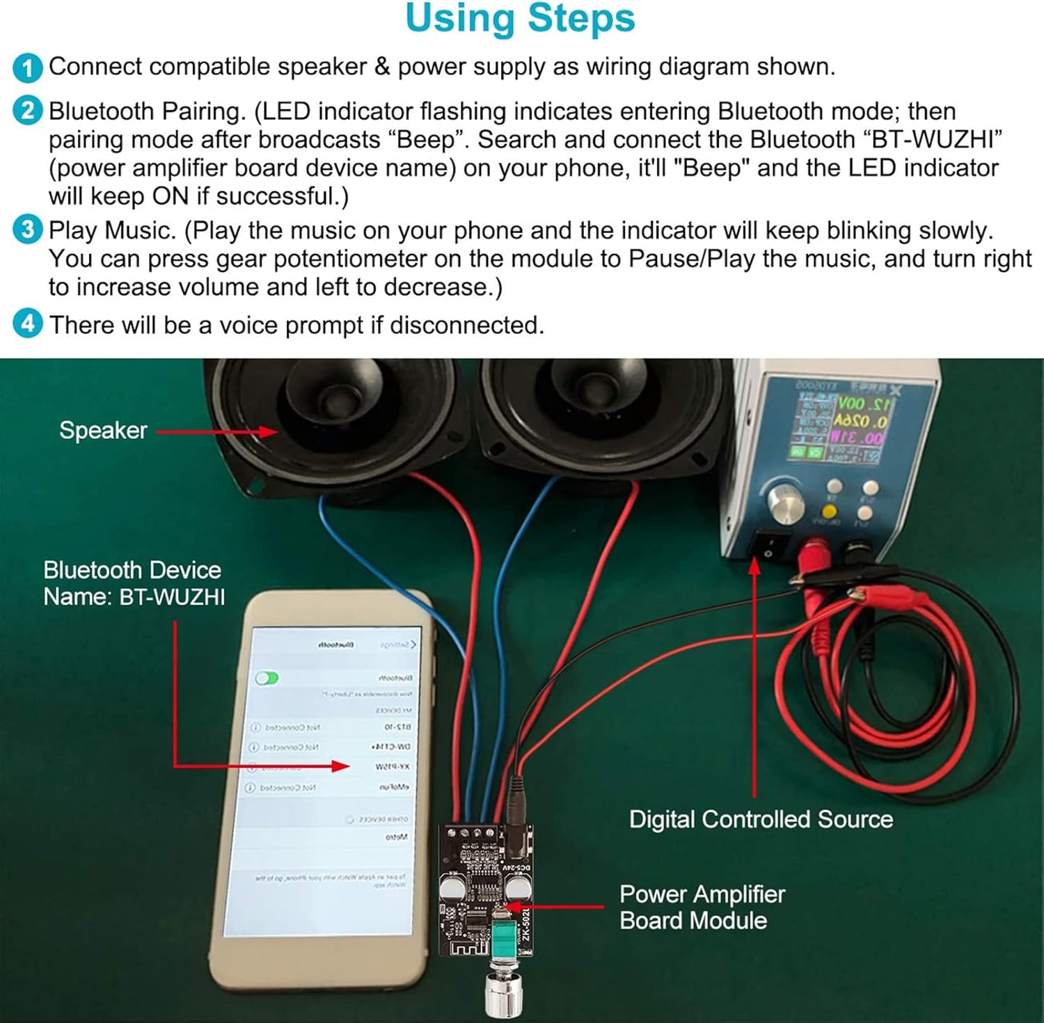 ZK-502L Amplifier Board usage steps