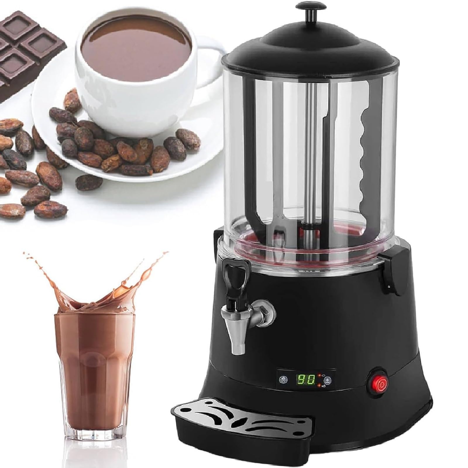 Machine À Chocolat Chaud Professionnelle 10L, Distributeur Électrique Avec Chauffage Et Agitation Continus, Fontaine À Chocolat Avec Cuve Antiadhésive Et Bac D'égouttage
